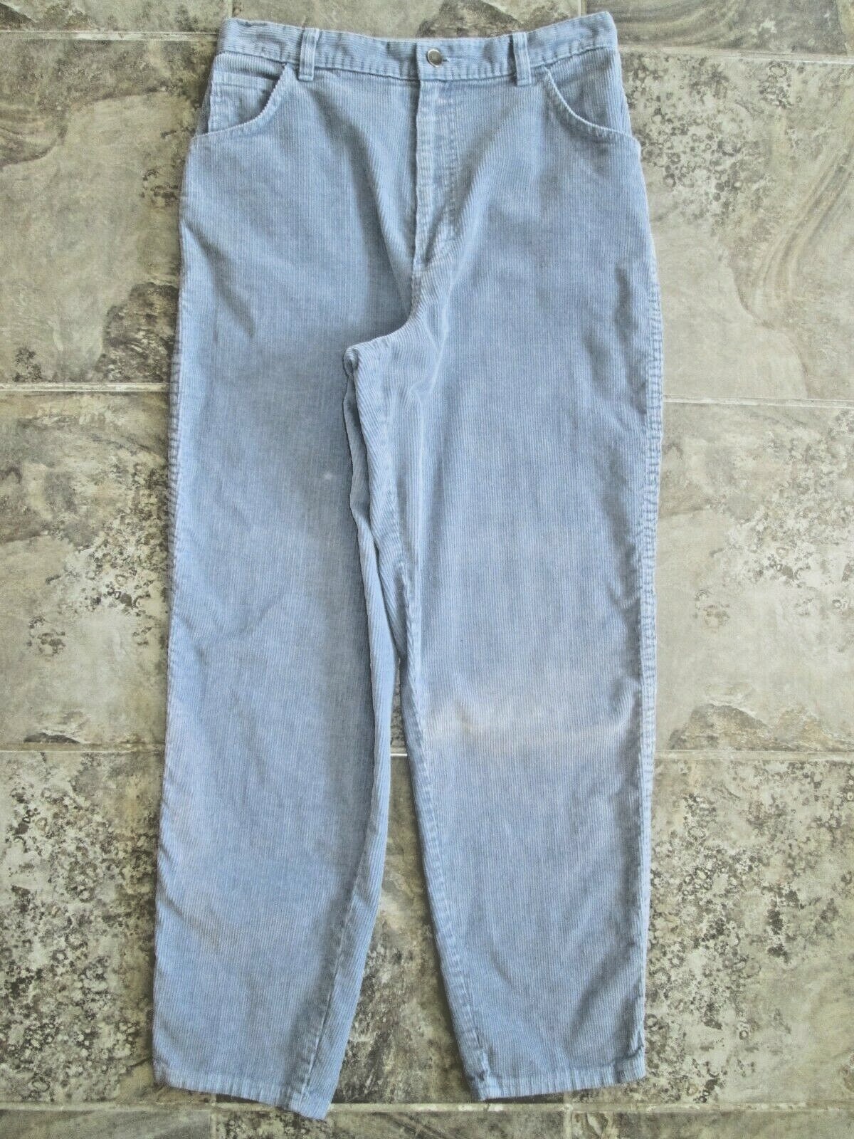 Vintage Cheryl Tiegs Pants 30×29 14 Blue Corduroy Cotton Tapered Leg Full Mom