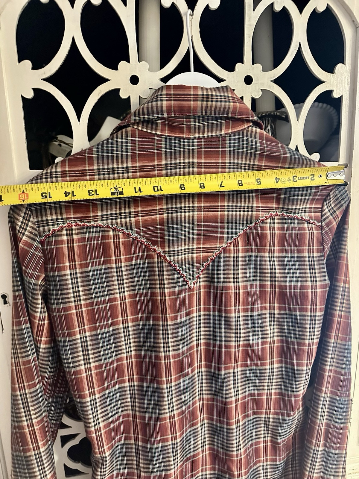 Tem Tex Vintage Western Shirt Embroidered Plaid Button Down Rodeo Cowboy Size 8