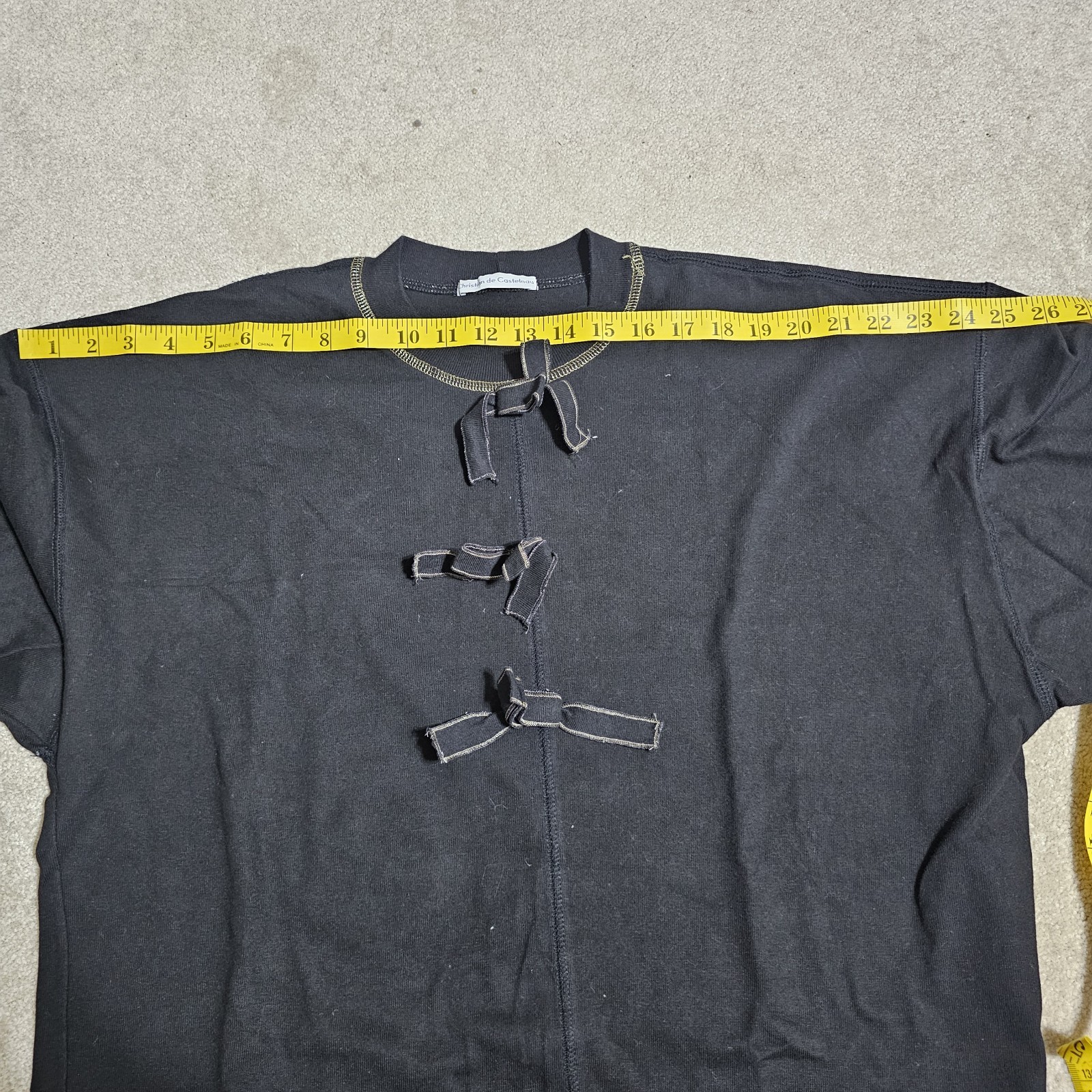 Vtg Christian de Castelnau Bow Frog Closure Sweatshirt L
