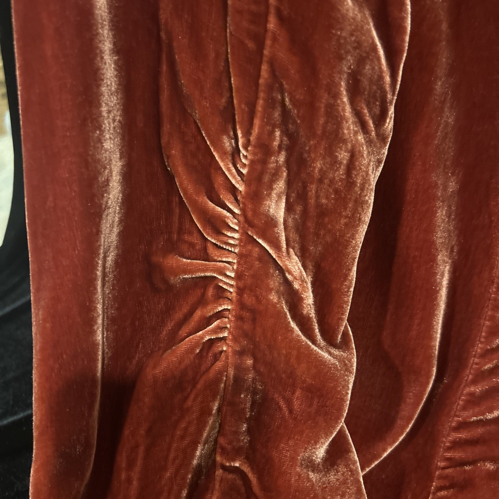 Vintage April Cornell Red Velvetine Coat Rauching & Button Accents Size S