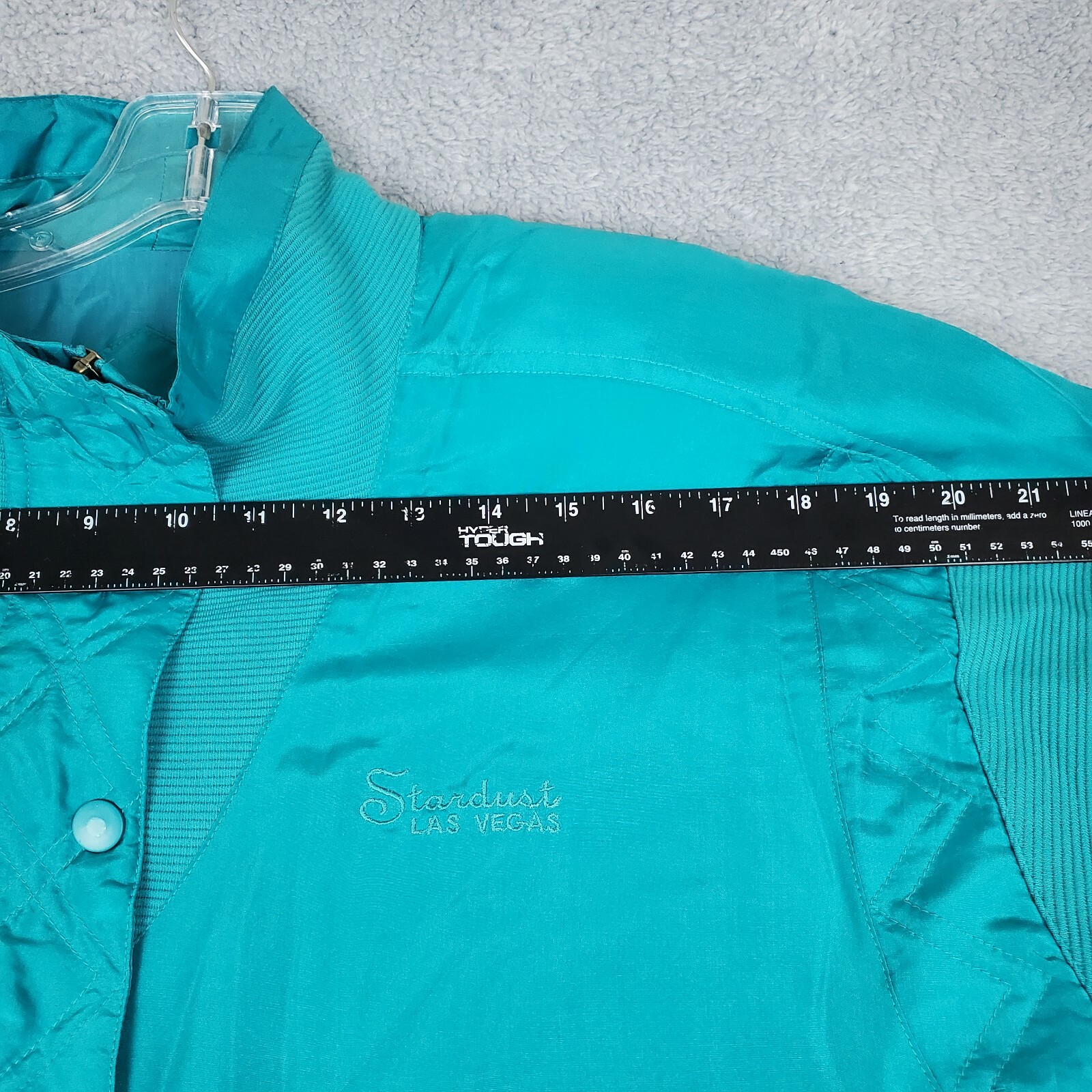 NWT LAVON Jacket Size Sm Blue 90s Las Vegas Stardust 100% Silk Mock Neck Parka