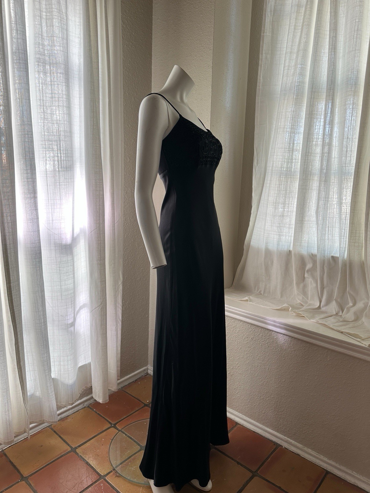Vintage 90s Goth Grunge Vampy Satin Evening Dress Size Small