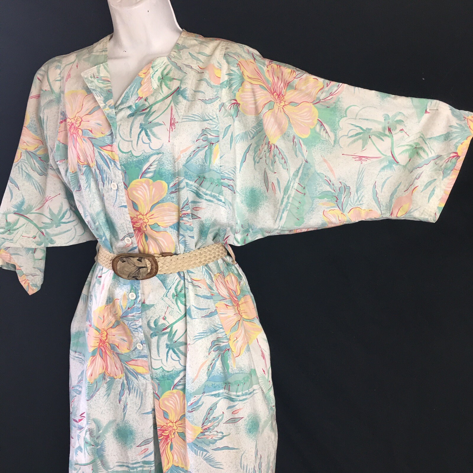 Blowout L.A. Jumpsuit True VINTAGE women 90s Belted Floral Size L To XL USA made