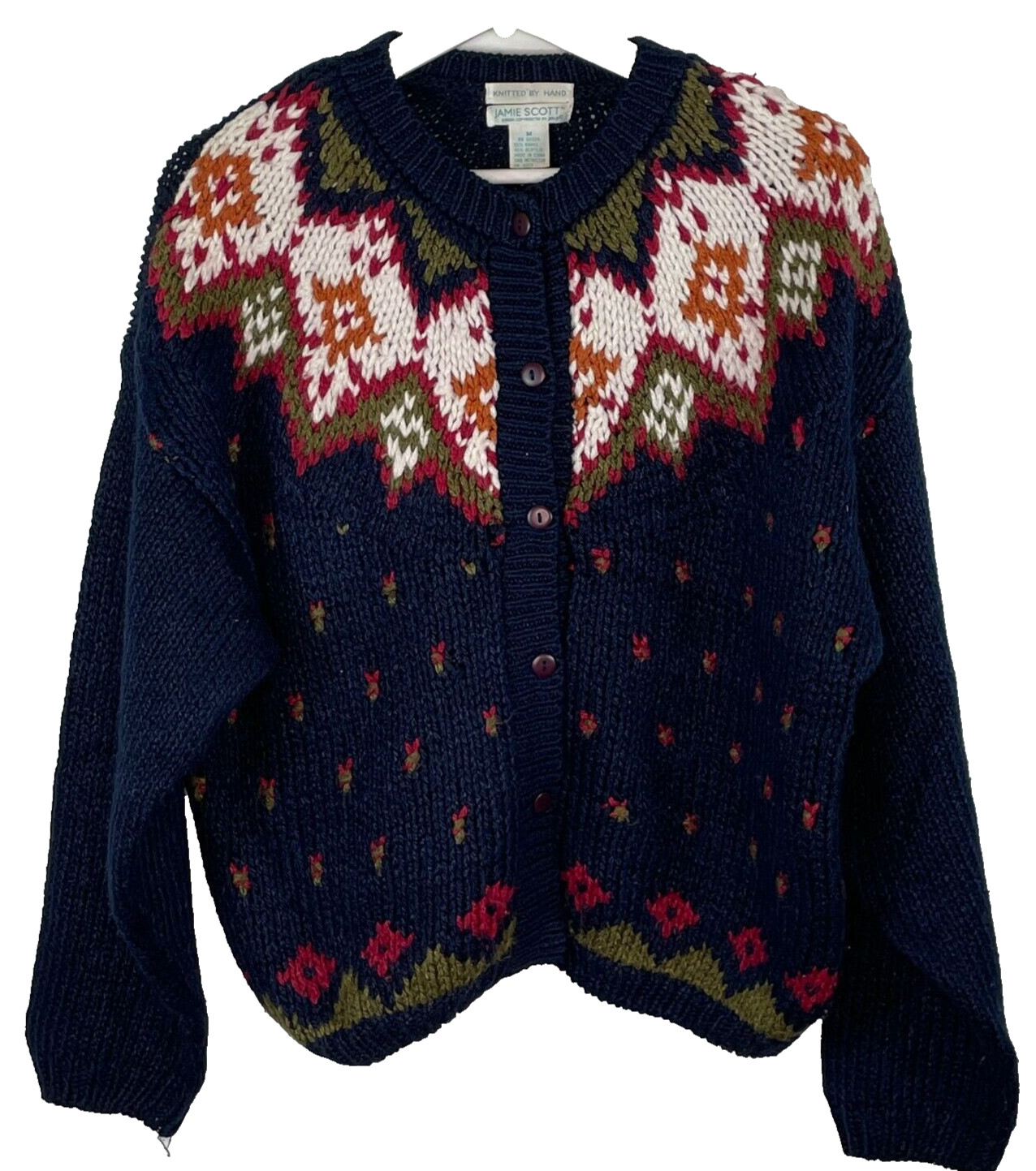 VINTAGE Jamie Scott Handknit Cardigan Sweater with JERI – JO Design Fair Isle