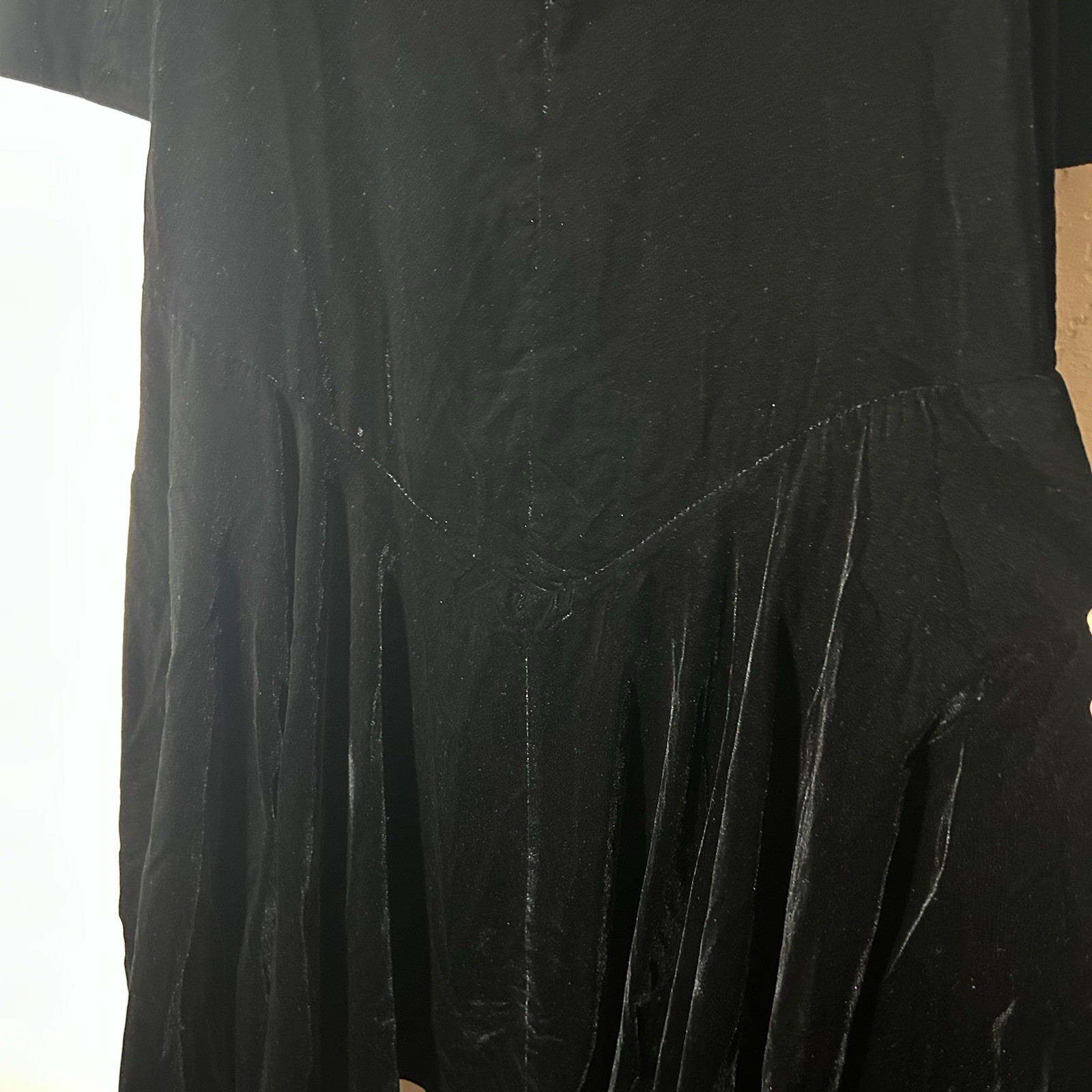 Vintage Cachet by Bari Protas Black Velvet Lace Collar Dress 80s Victoriana M