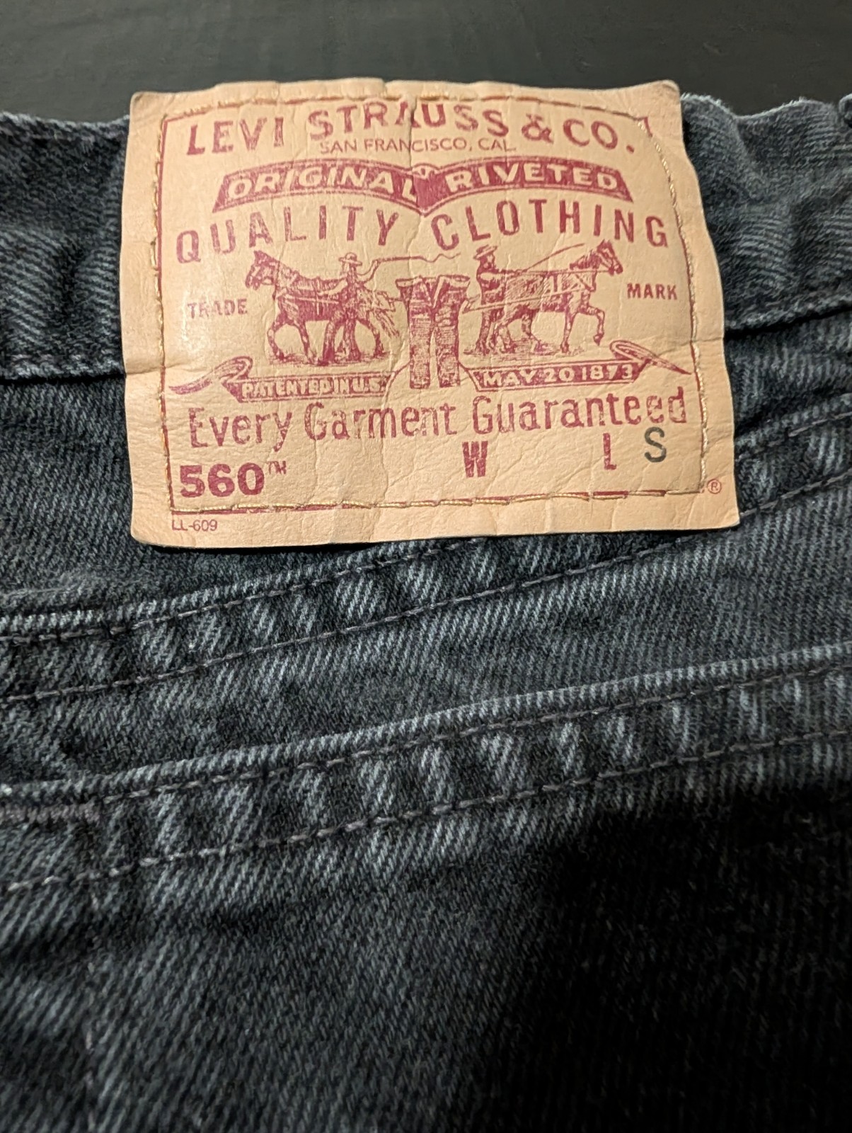 Vintage 1993 Women’s Levi’s 560 Black Denim USA Brownsville, Texas Size 29 X 29