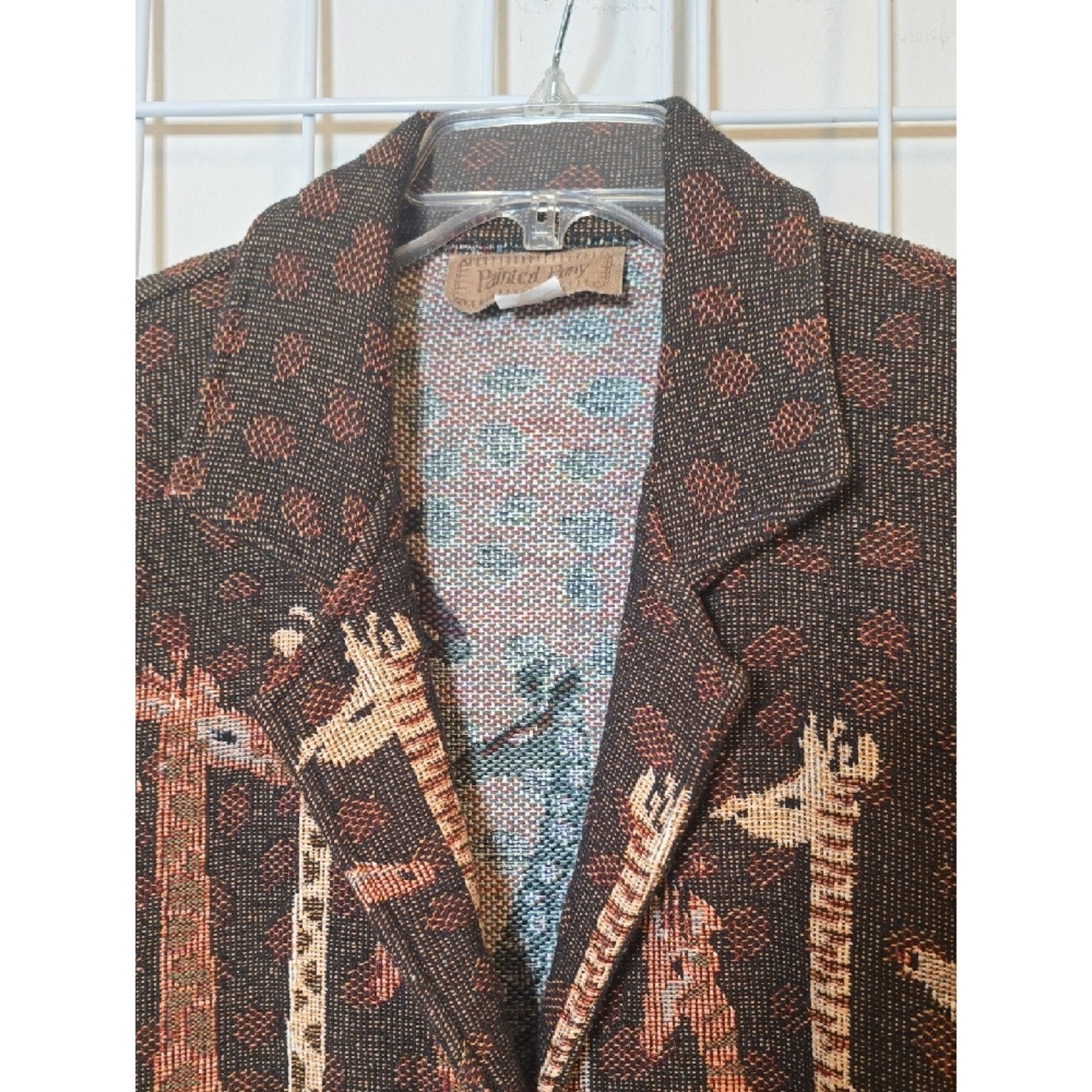 Painted Pony Vintage Giraffe Tapestry Women’s Jacket Brown Multi Size Large
