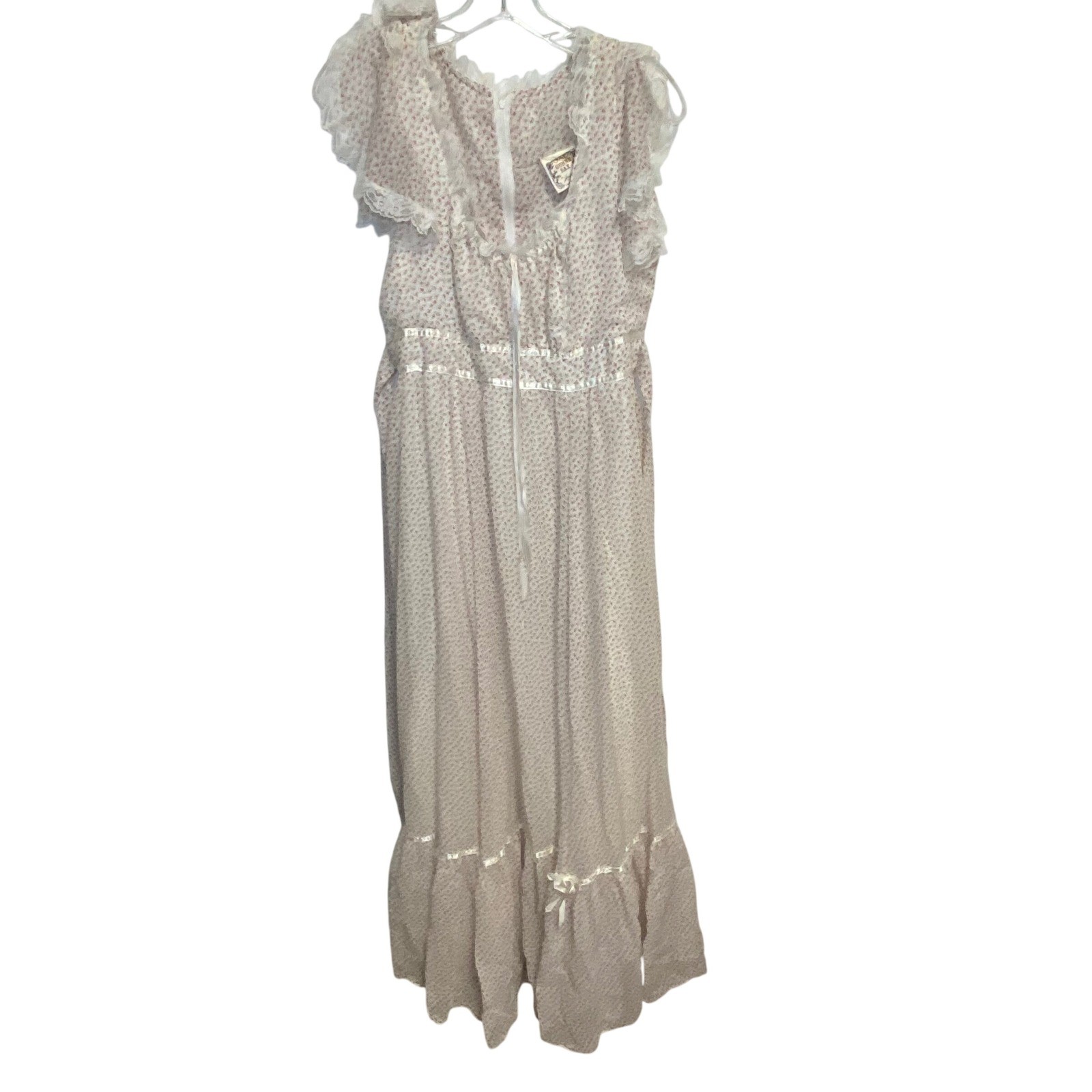 Vintage 1981 Gunne Sax By Jessica Floral Prairie Maxi Dress Lace Cottage Large