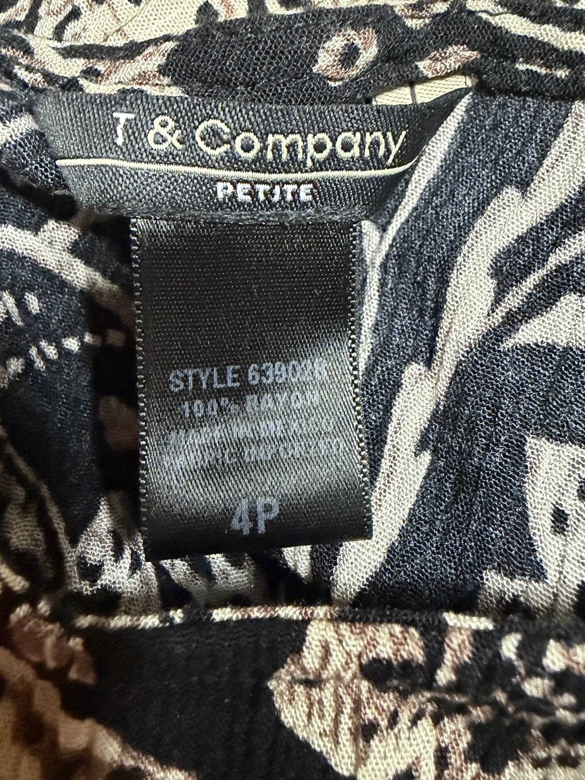 Vintage Boho T & Co 100% Rayon Black Ivory Paisley Sleeveless Midi Dress Sz 4P