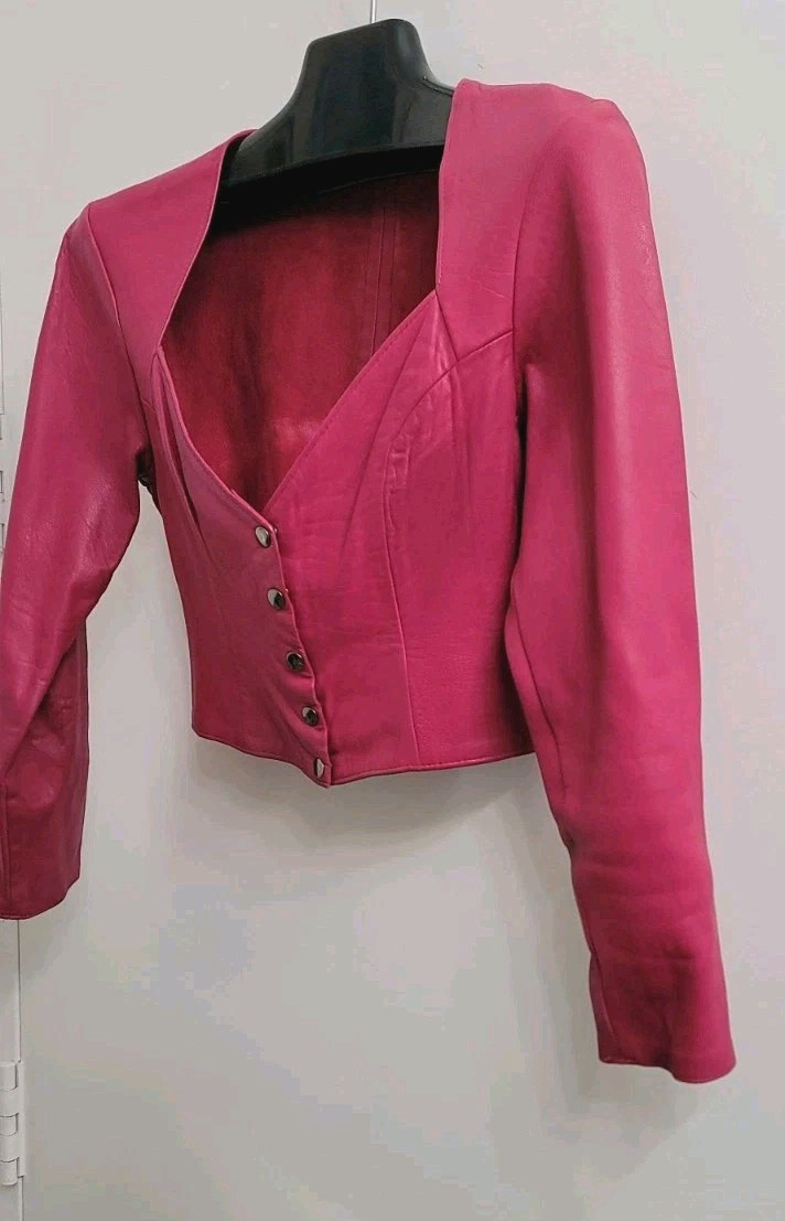 FIRENZE SANTA BARBARA Vintage Pink Soft Calf Leather Jacket Top – Size S