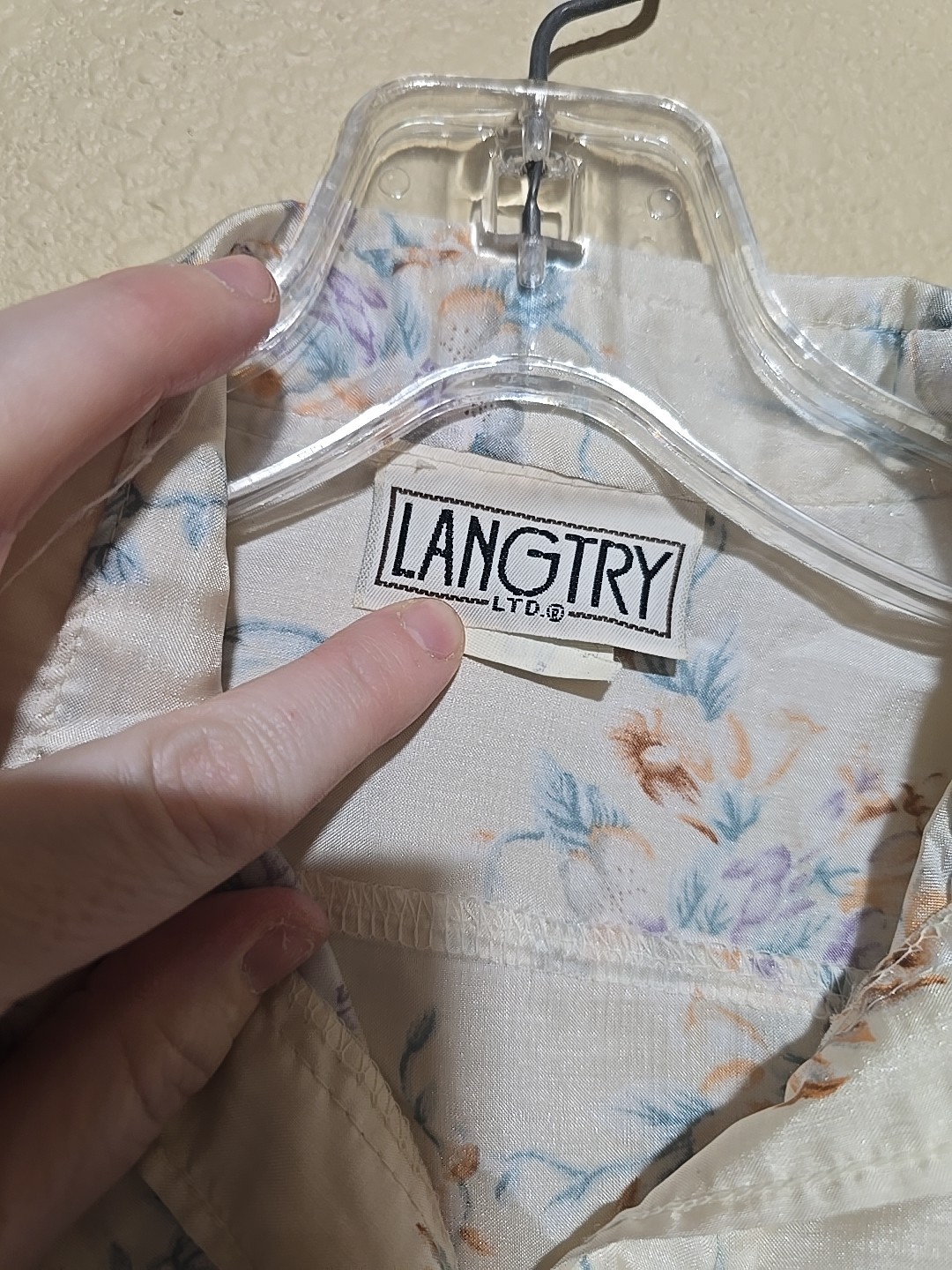 Vtg Langtry Floral Button Down Long Sleeve Preppy Coquette Top Womans Small