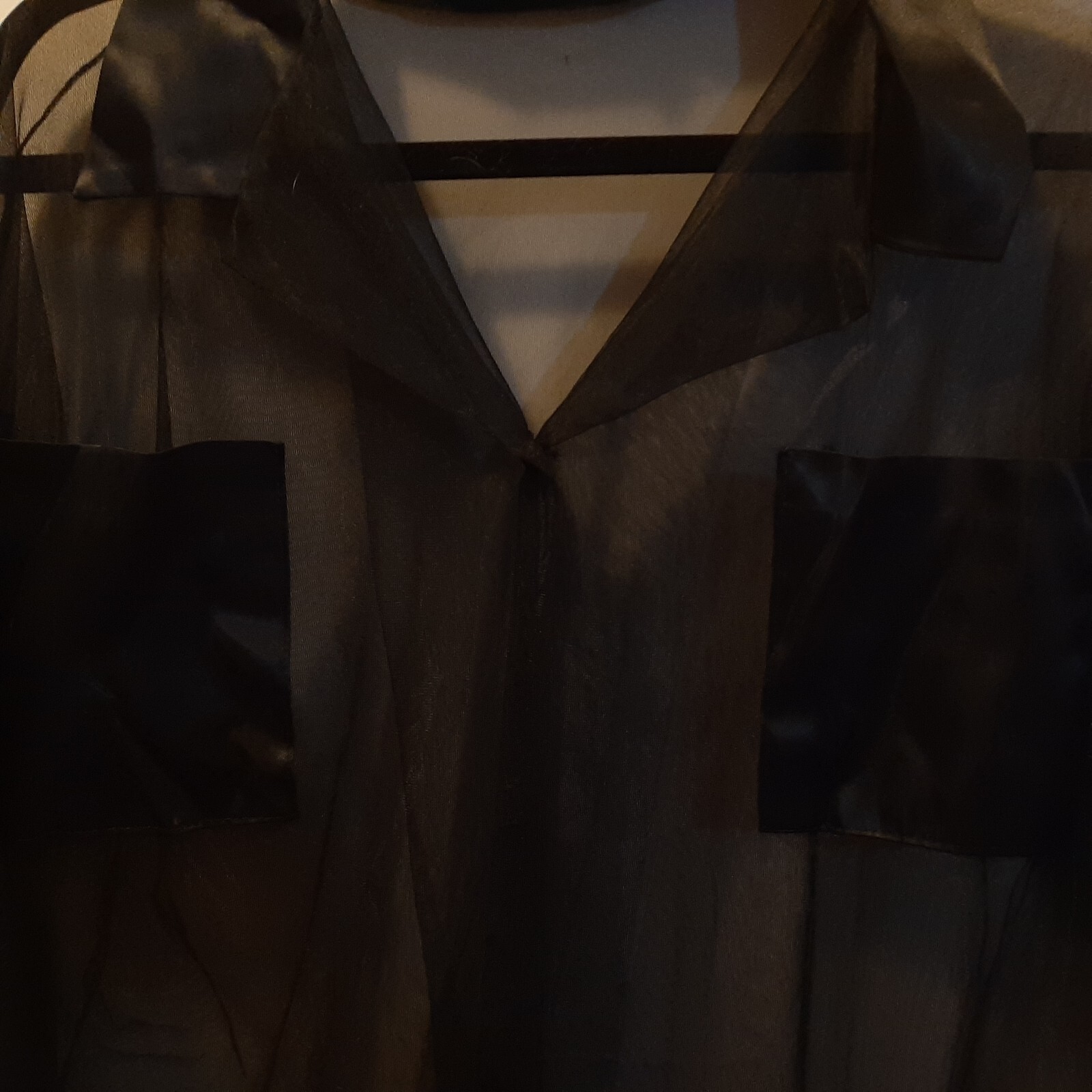 Vtg 2X „Traffic Jam” Sheer Black Button Up Top Blouse Nitewear Collar Shirt USA