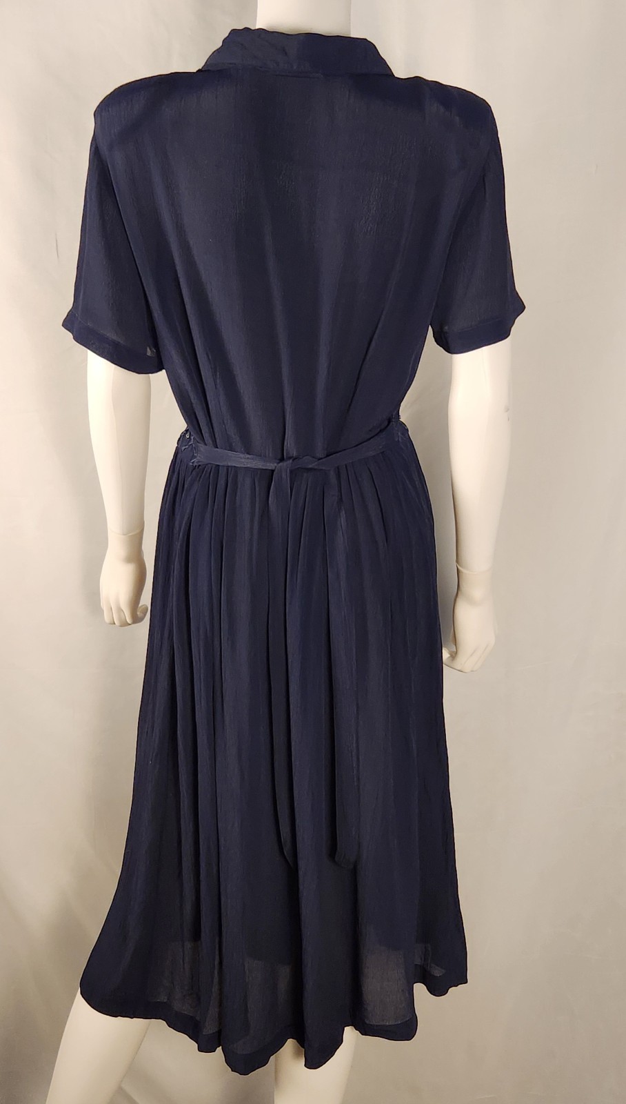 80s/90s Navy Nina Picallino Lattice Beaded Bodice Dress Classic/QuietLuxury M*