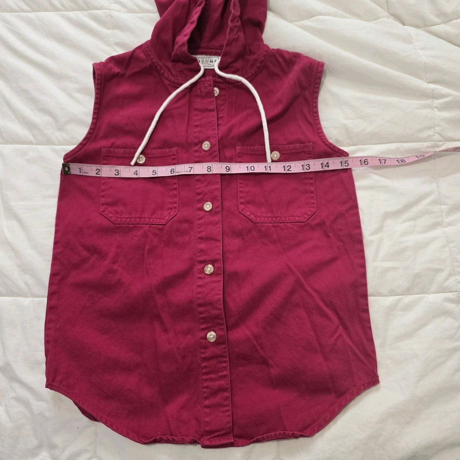 VTG Arizona Jean Co Red Vest Sleeveless Hoodie Y2K 90s 00s Sz S