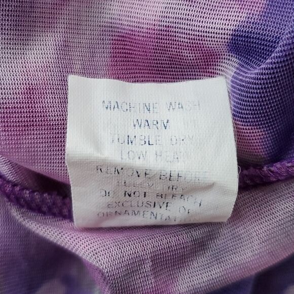 Vintage Sheer Floral Purple Multi-Color Double Tie Waist Robe Size Medium