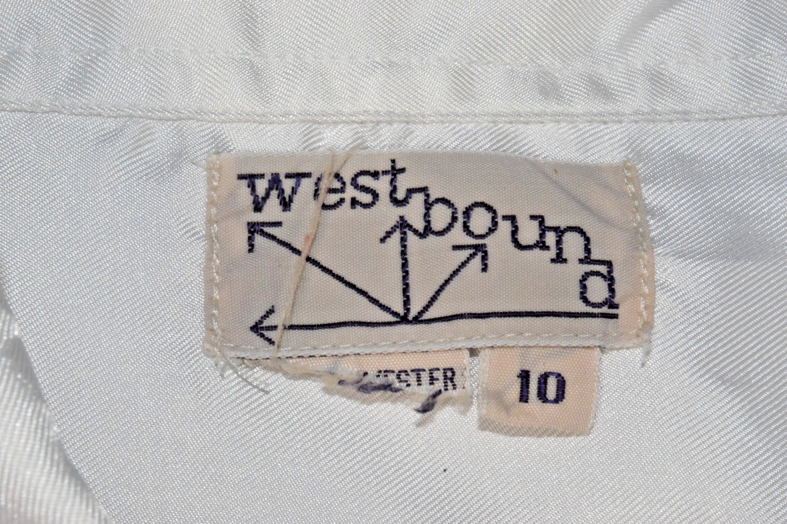 Vintage Blouse Westbound Size S 70s 80s White Satin Tuxedo Style Button Up