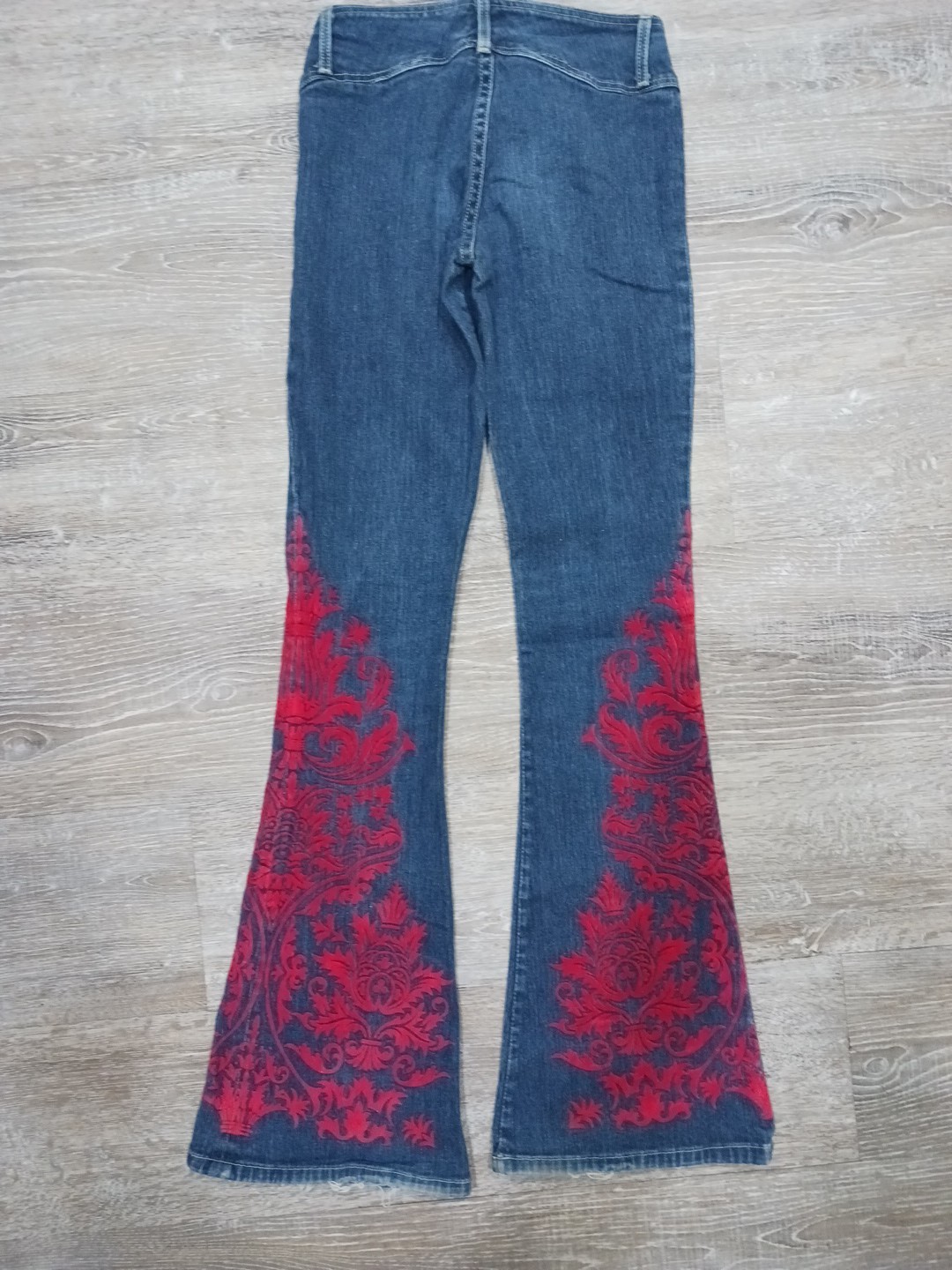 JNCO Womens Vintage Low Rise Flocked Flare Jeans Y2K 2000s