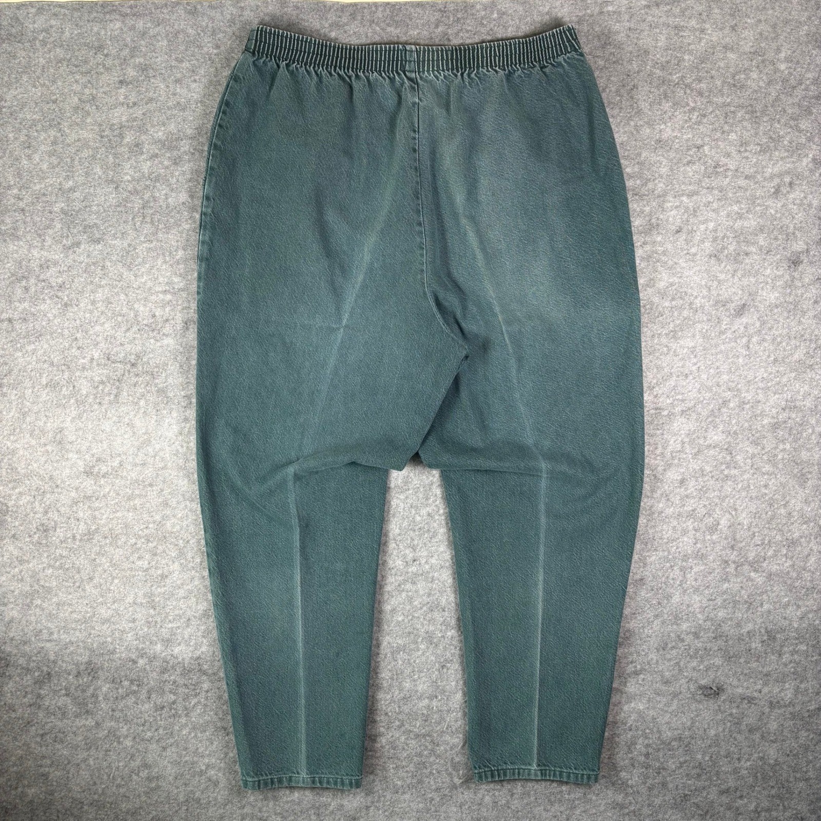 Vintage Classic Elements Woman High Rise Elastic Waist Denim Pants Green 18W USA
