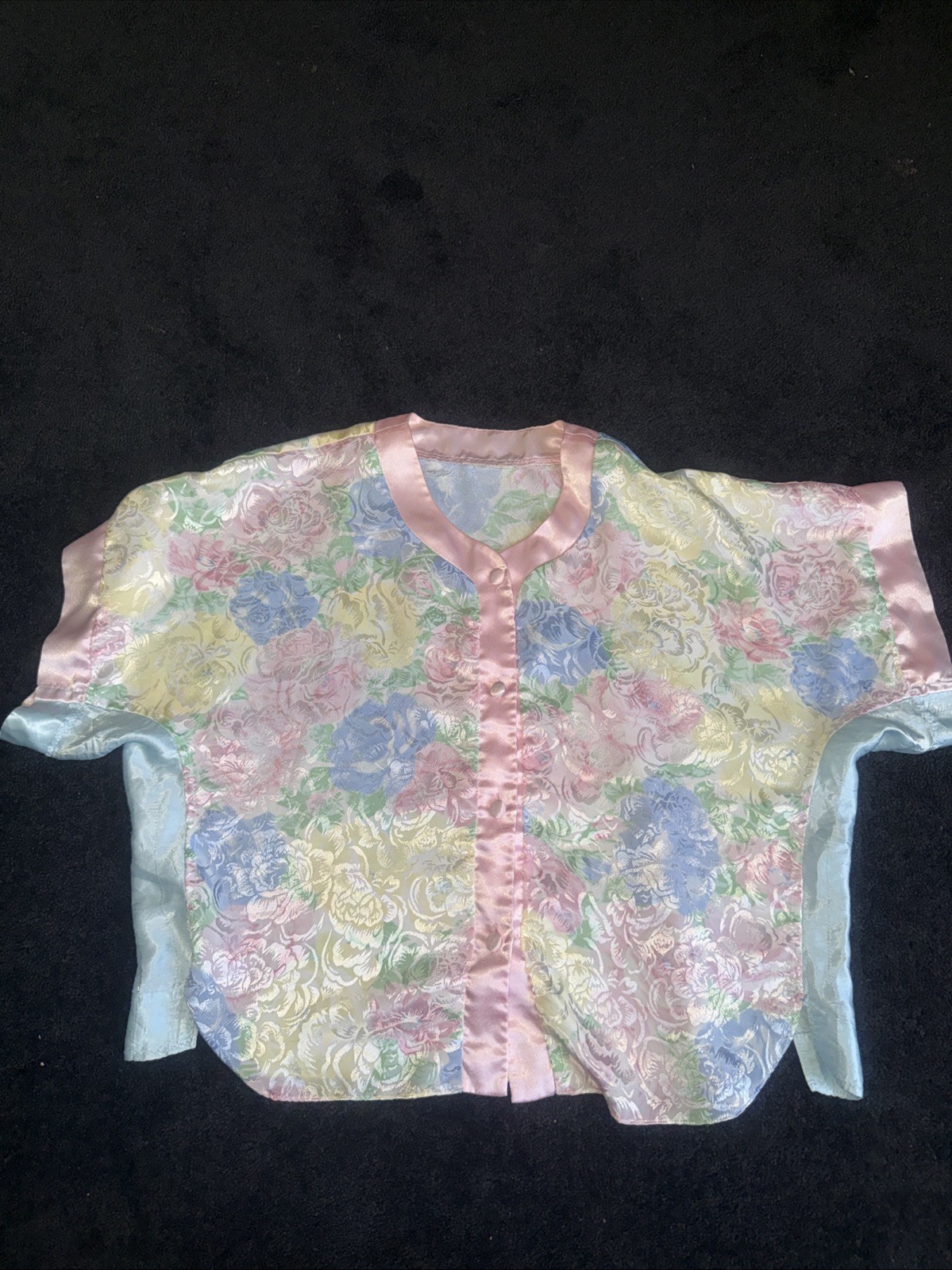 Vintage Bundle Of 4 Late 1980 1990s Satin Floral Pajama Top Blouse Size m/L