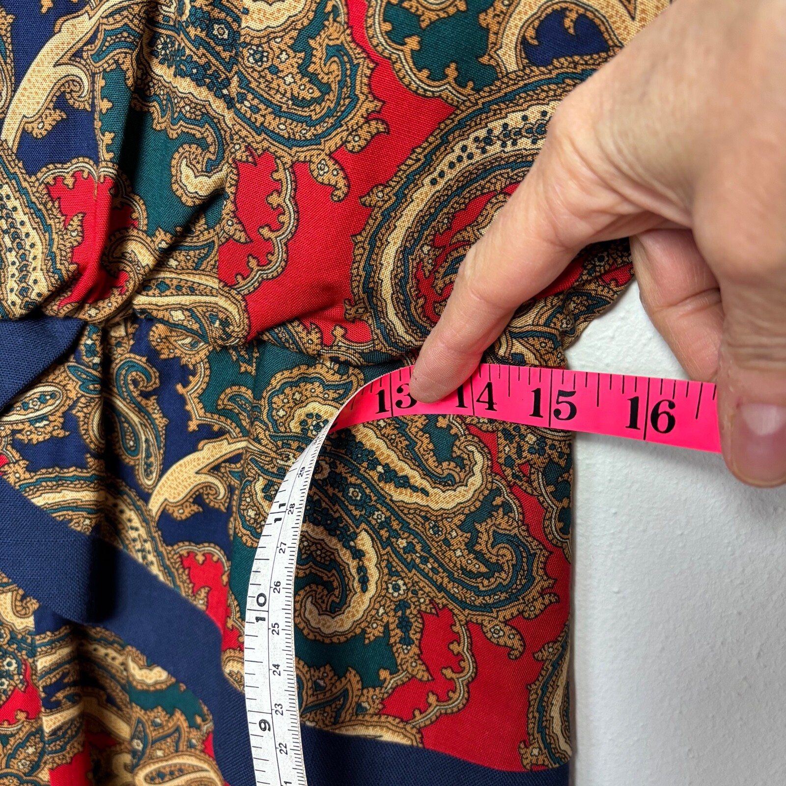 Vintage Lisa Petites Peplum Dress SZ 16 Red Paisley 3/4 Sleeve 80s Secretary