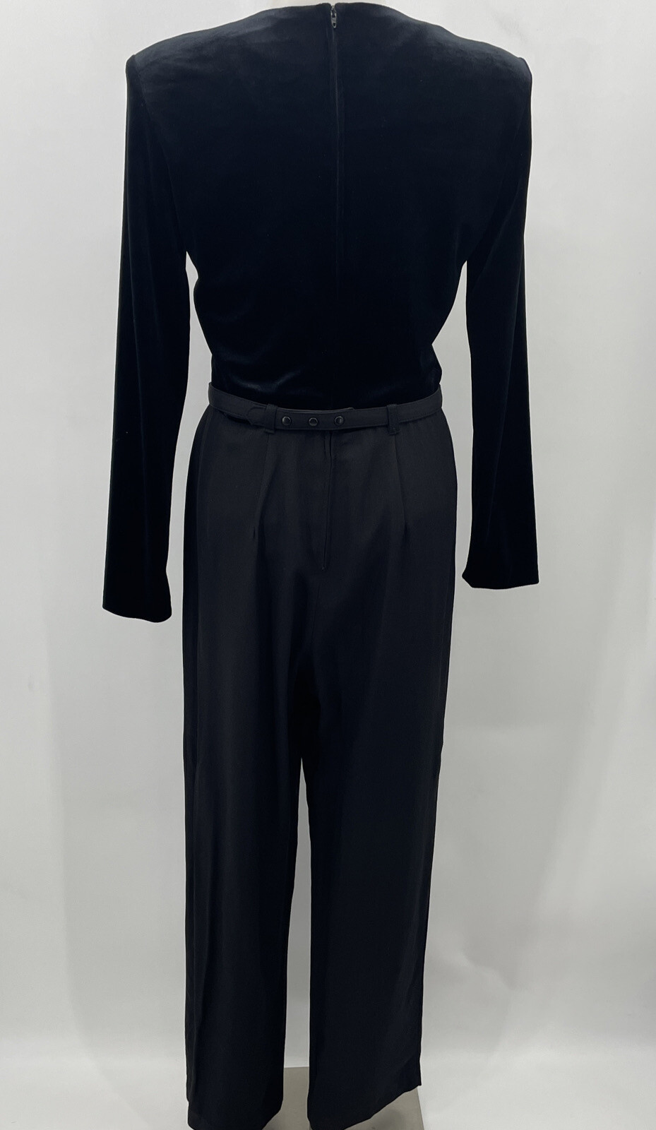 Vintage D.J. Summers One Piece Paint Suit Velour Belted Posh Fashion Icon Black