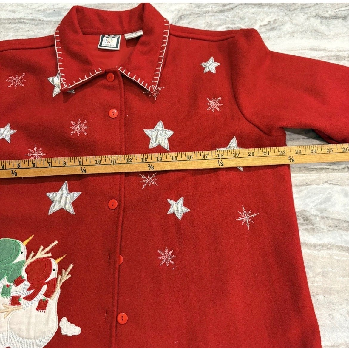 Vintage Red Wool Blend Snowman Christmas Jacket Granniecore Take Two Womens LG