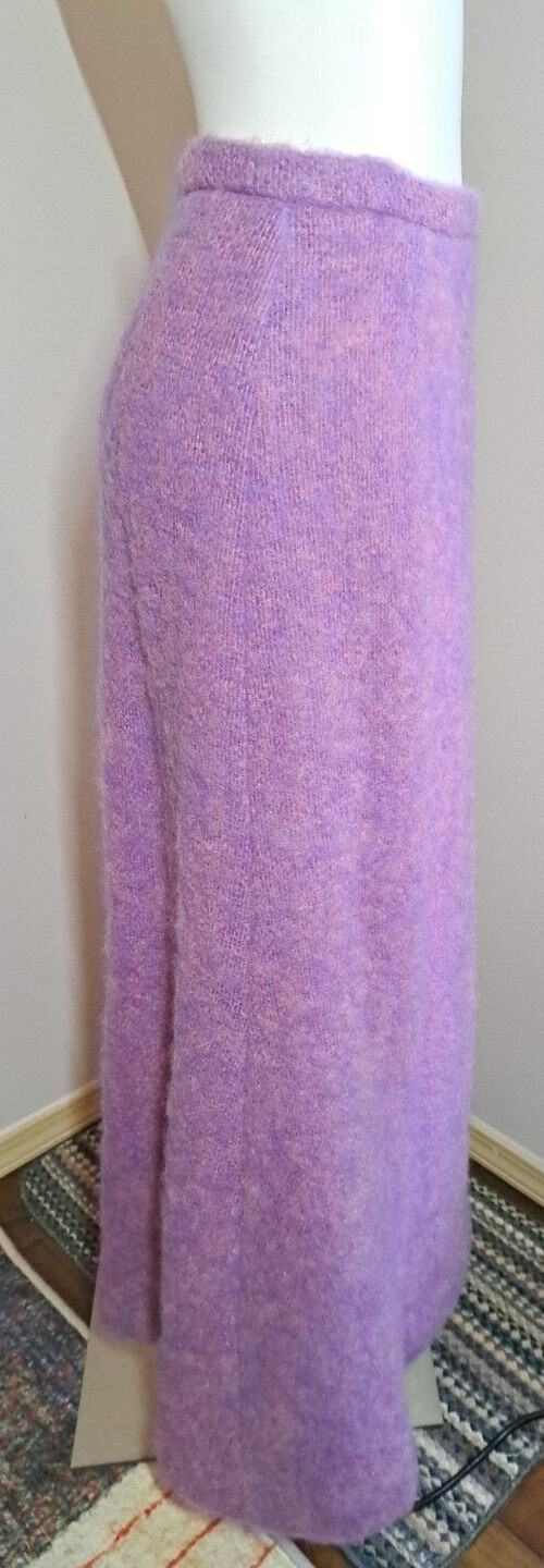 1960s HEMMINGS DONEGAL Irish Mohair Wool Purple Long Skirt Size S Waist 28″