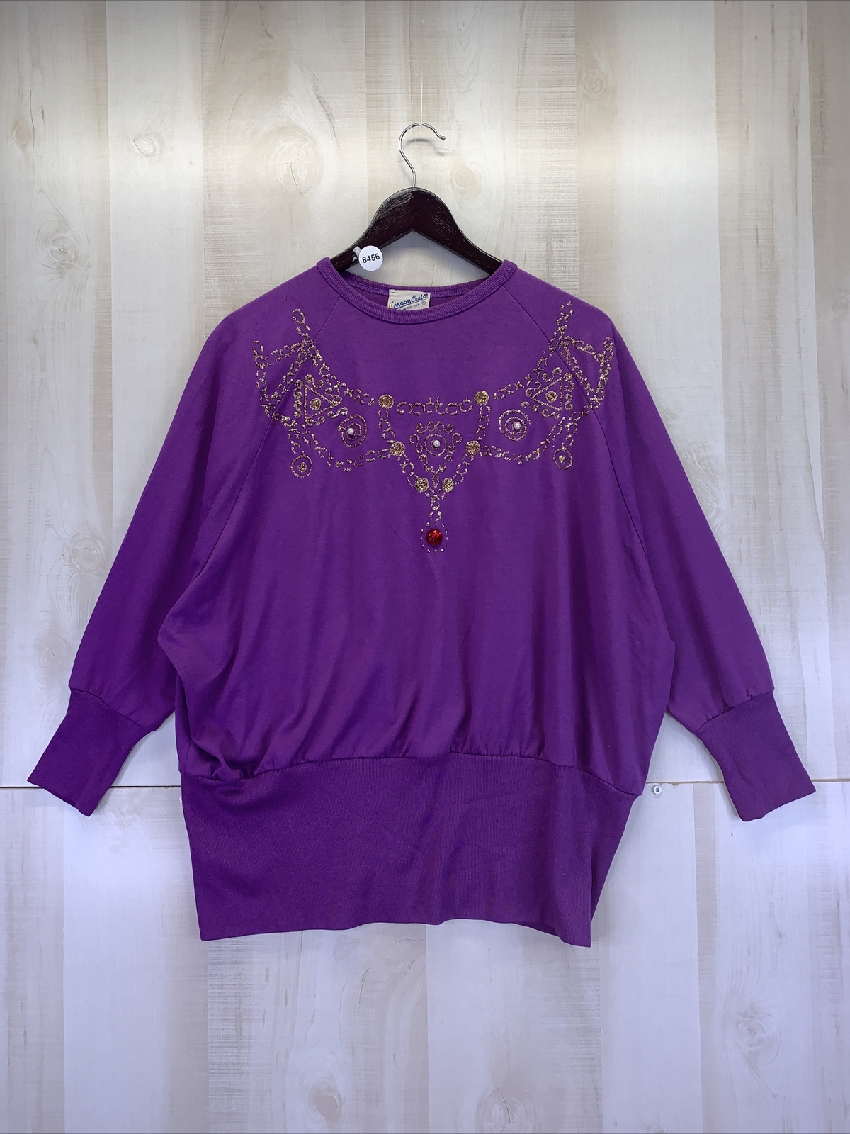 Vintage 1980-90s Moon Craft Womens 3/4 Sleeve Jewled Top One Size 6-22-#8456