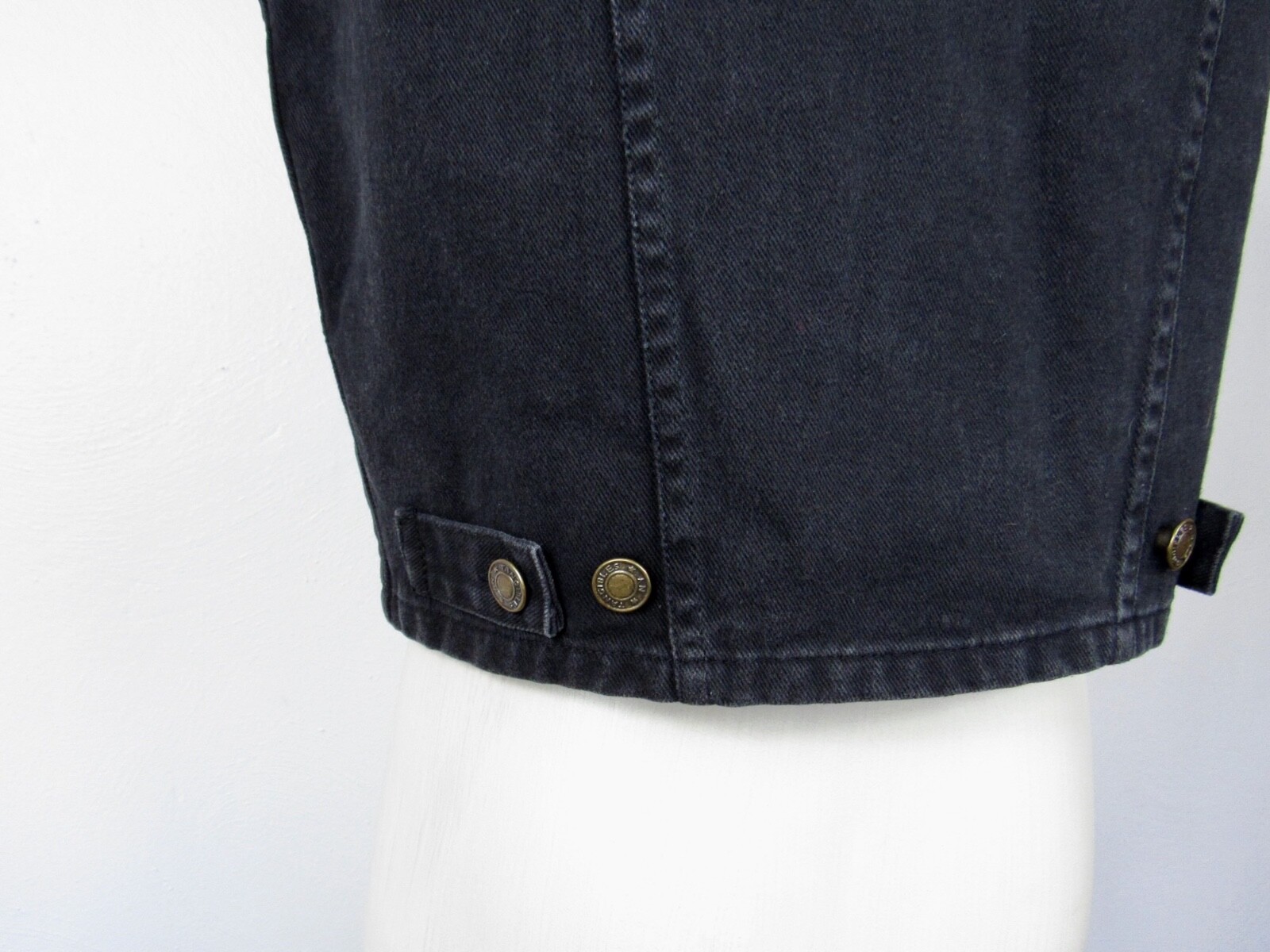 Vintage 90s Tangibles Black Denim Vest / Sleeveless Jean Vest Embroidered Bear
