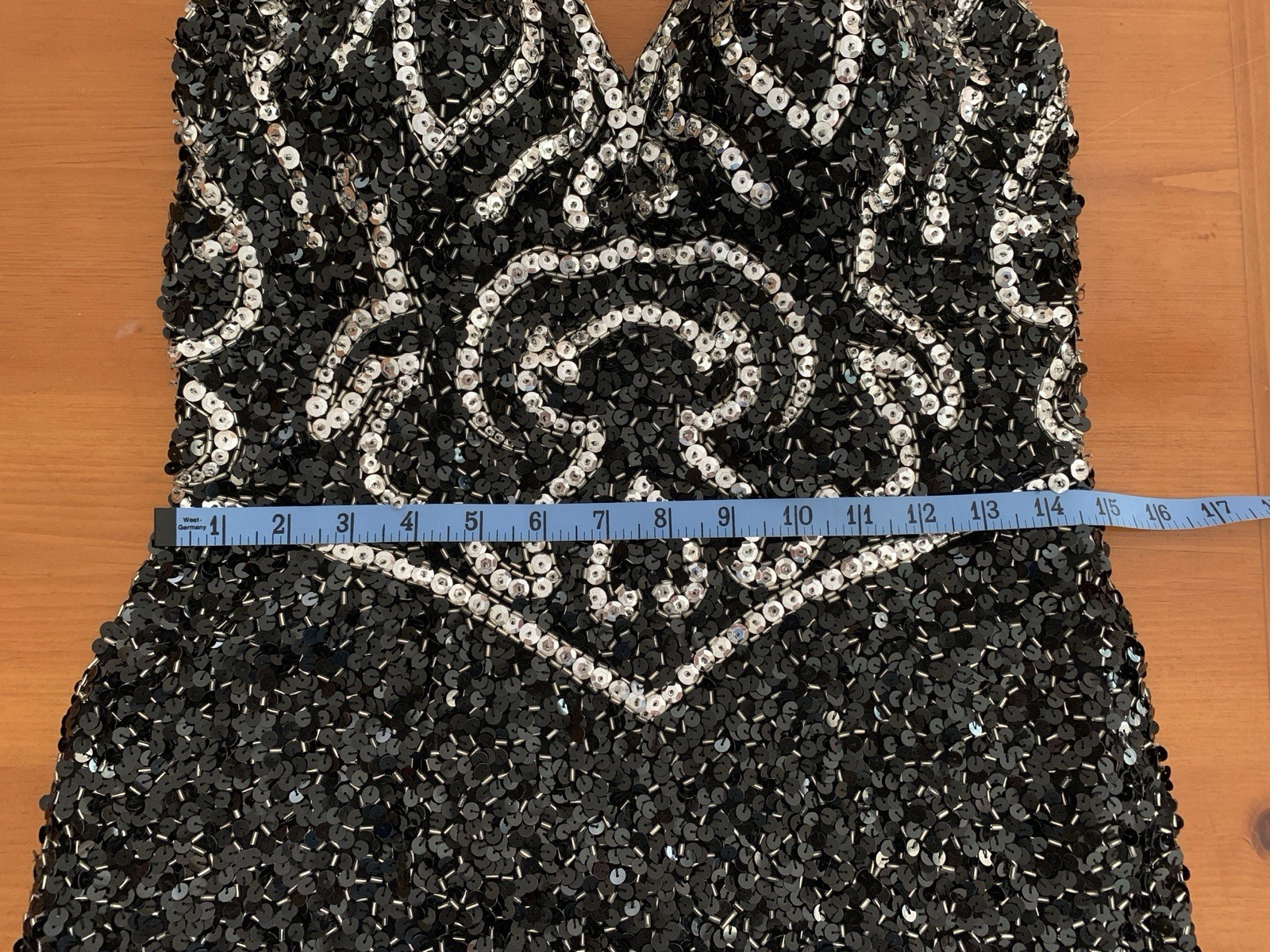 Vintage Black And Sliver Color Beaded And Sequin Short Evening Dress Size A