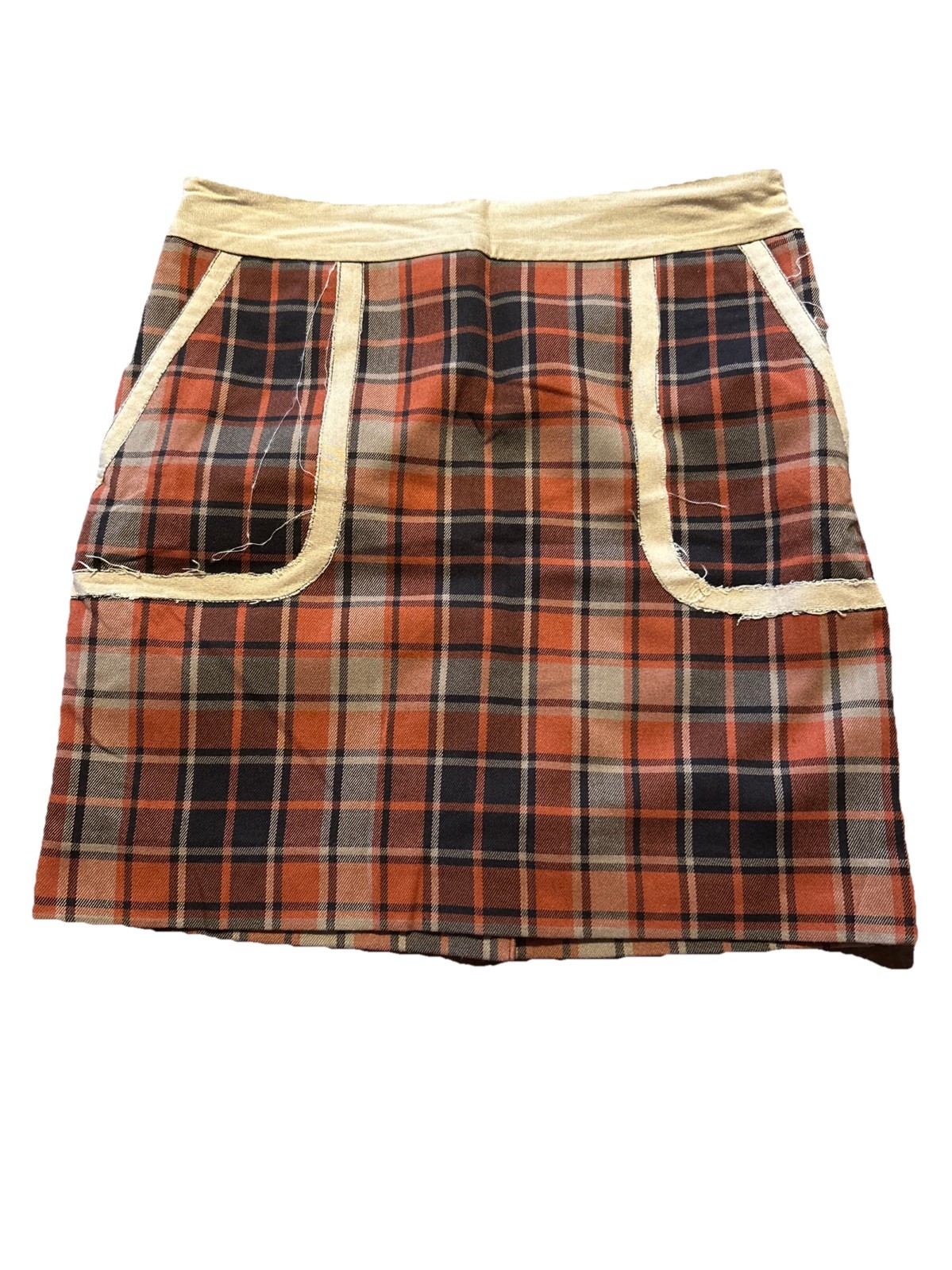 Vintage 80s/90s Outback Red Plaid Mini Skirt – Contrast Trim – Dark Academia