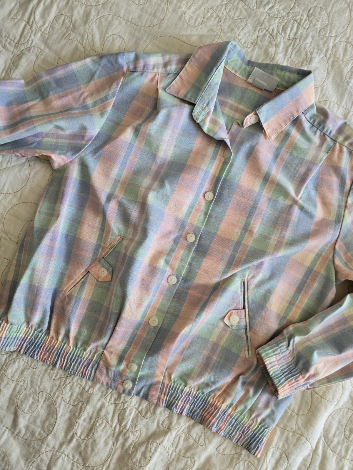 Vintage 90s Pastel Alfred Dunner Bomber Jacket Women’s Petite Small Preppy