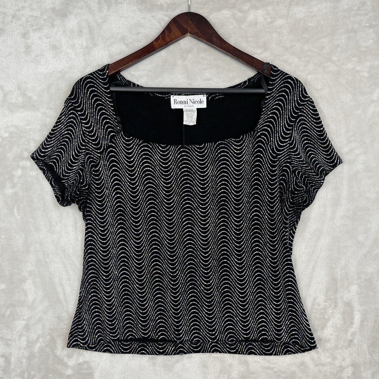 Vintage 90s Ronni Nicole Wavy Rainbow Glitter Top Medium Whimsigoth Charmed