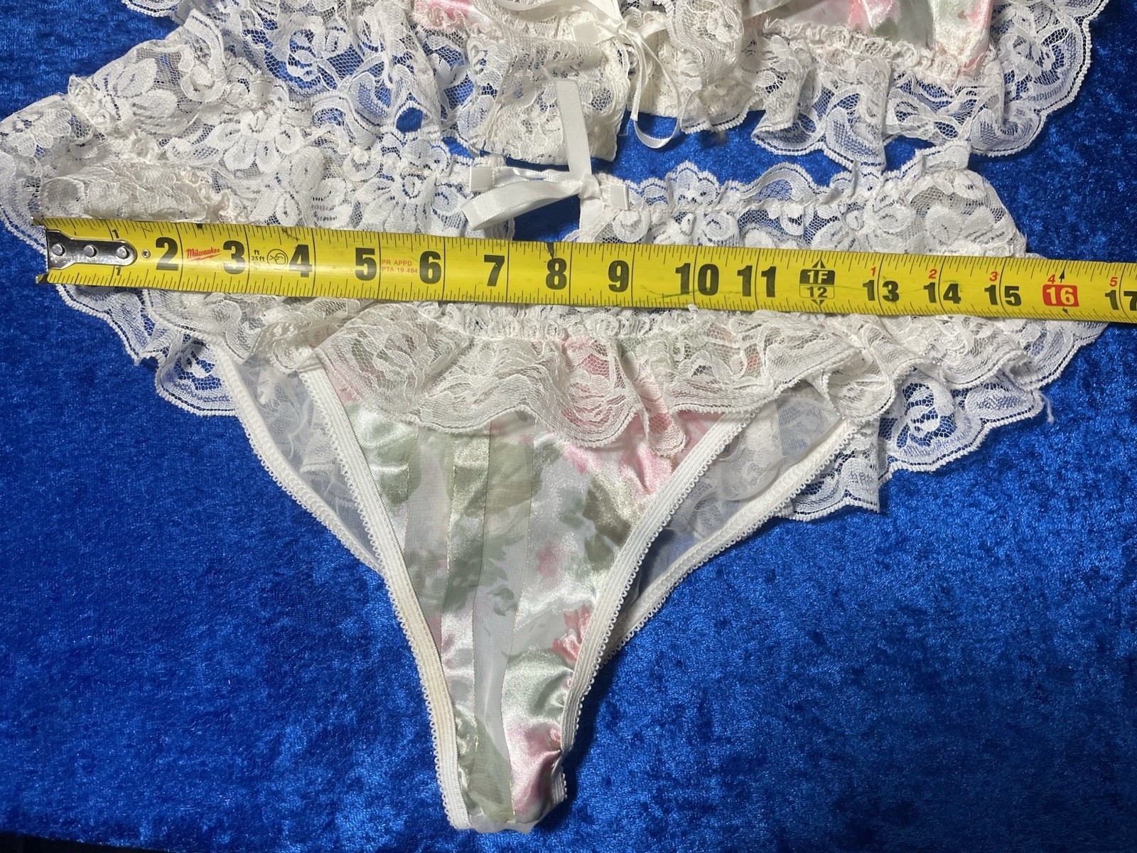 Vintage Jessica Intimates Lingerie Set Frilly Lace Camisole Panties Mesh Sissy