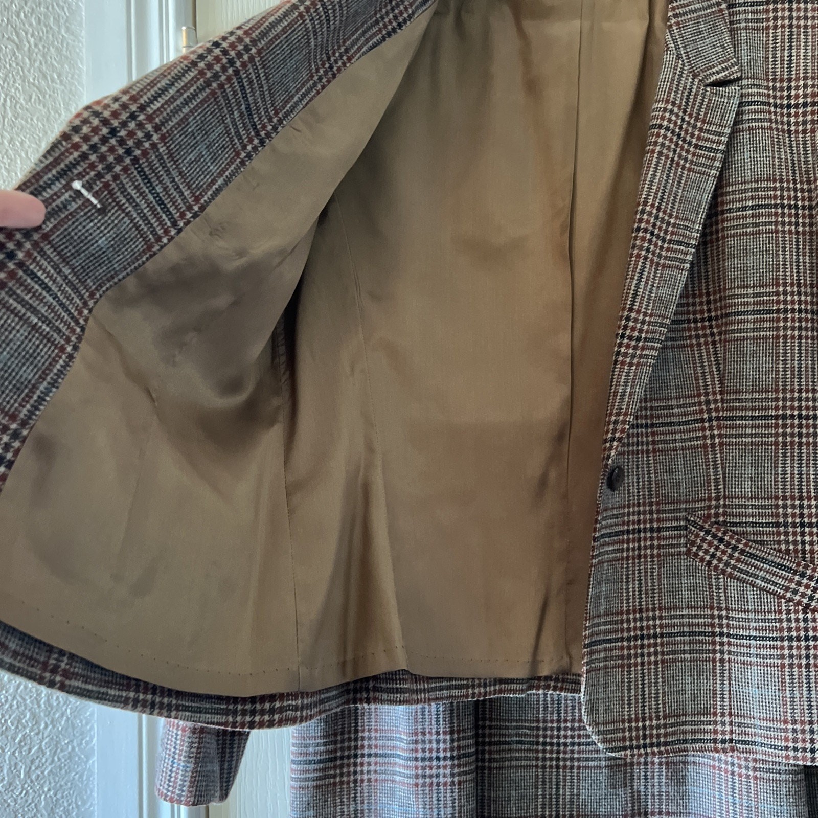 Pendleton Jacket & Skirt Set No Signs Of Wear Plaid Red Blue Brown Black Sz 14