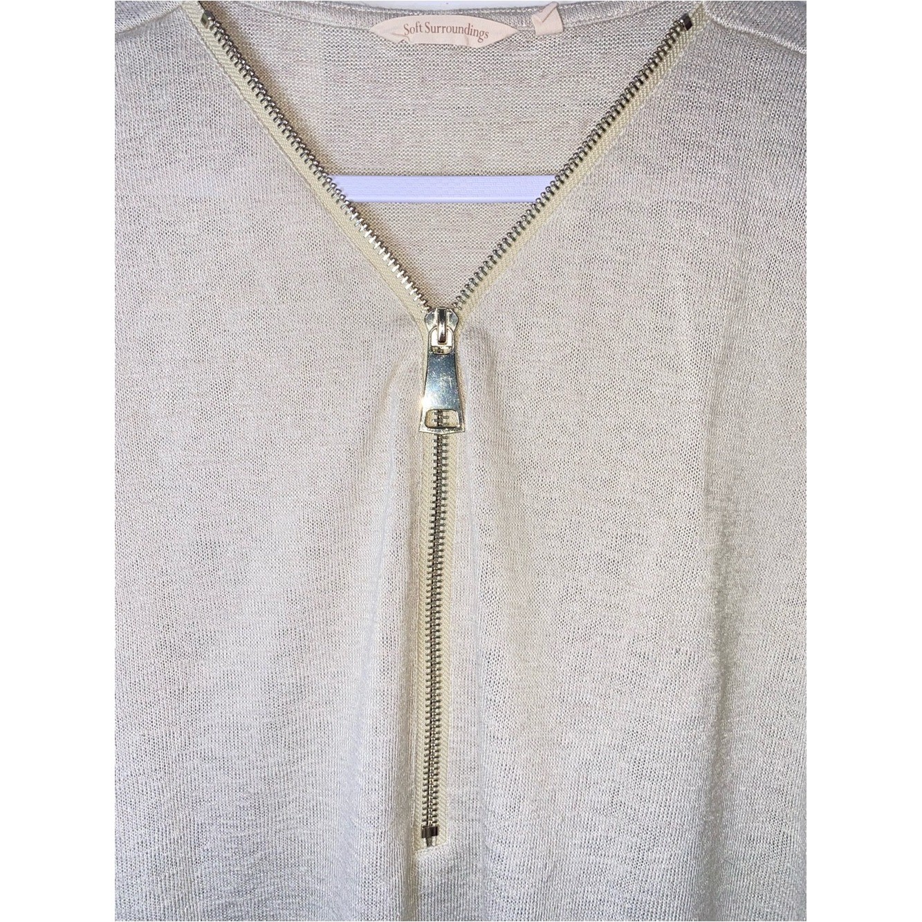 Soft surroundings oatmeal Beige Half Zip Pullover Sweater Long Sleeve top