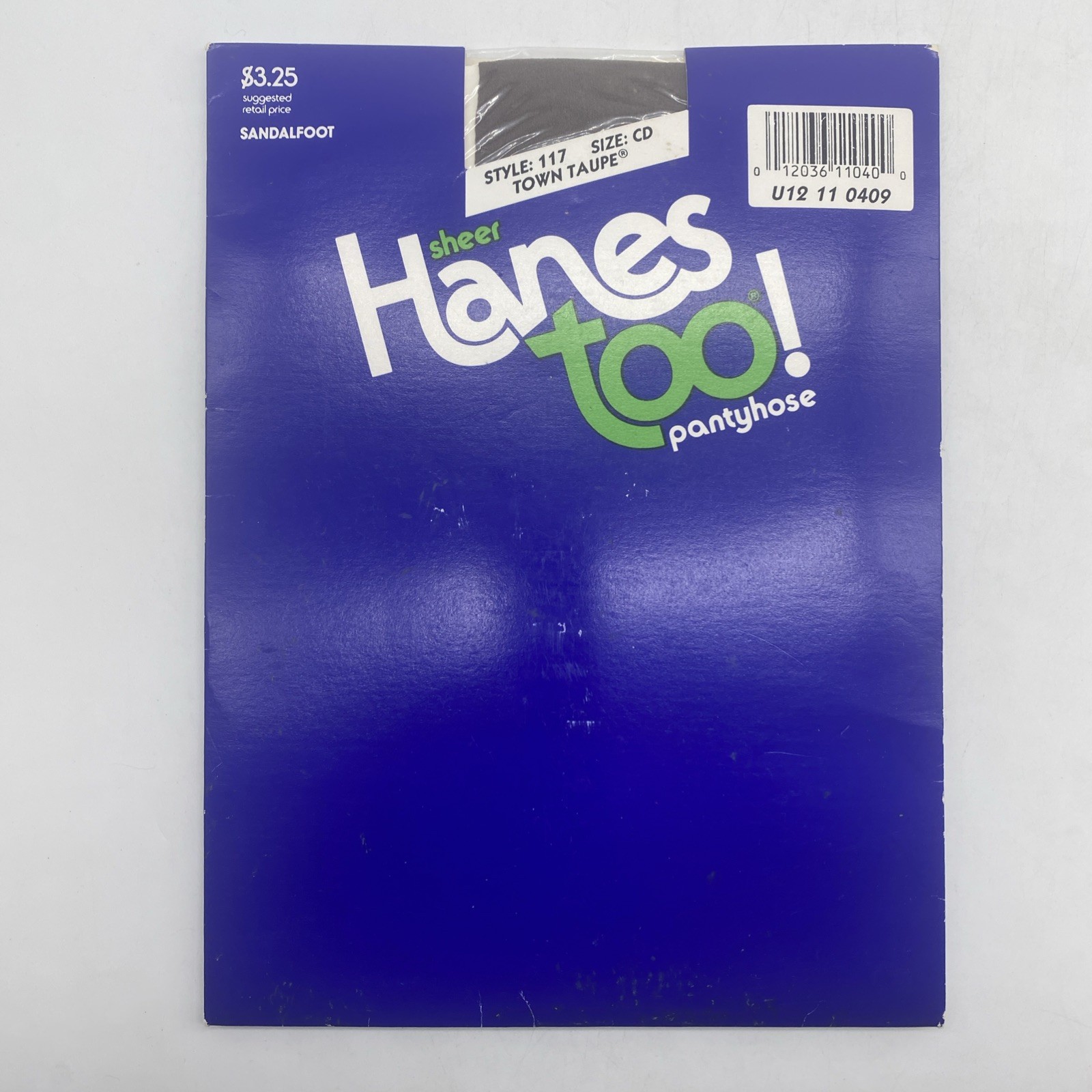 Vtg Hanes Too Sheer Nylon Pantyhose Sz CD Town Taupe Sandlefoot Style 117