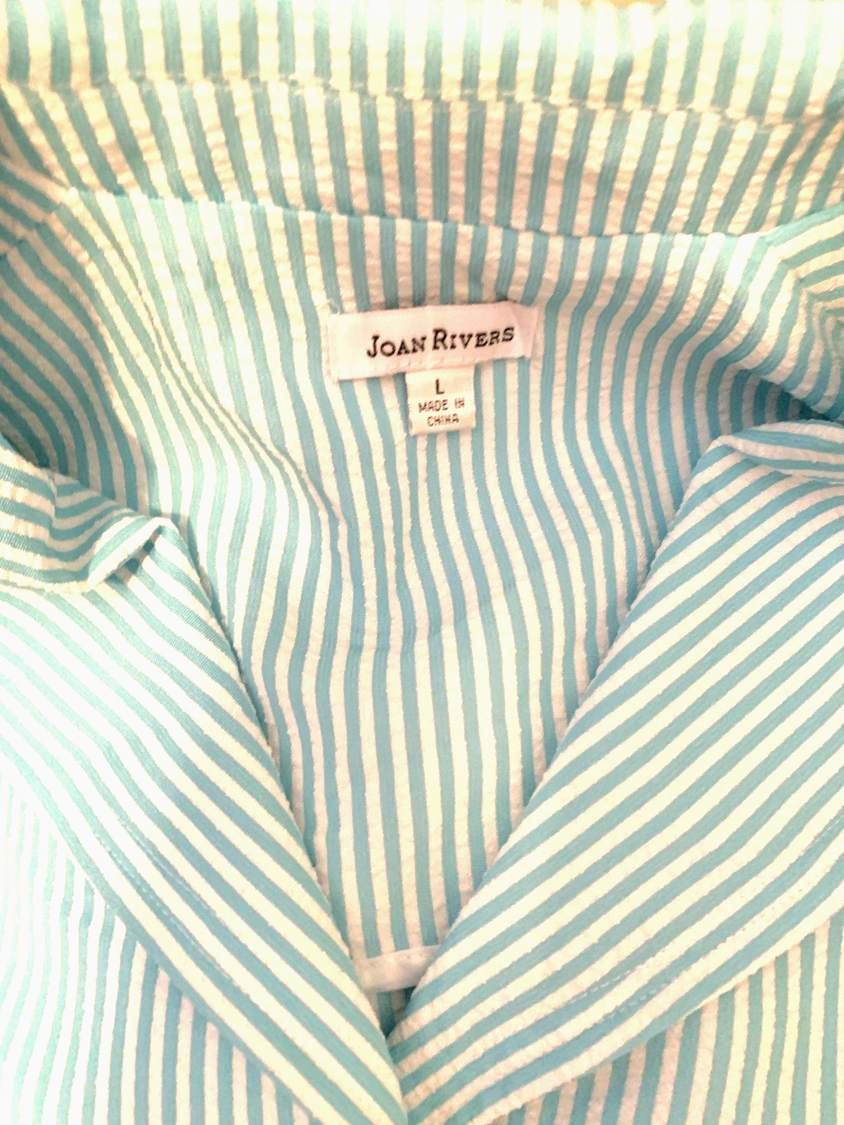 Vintage Joan Rivers Blue & White Searsucker Jacket Spring blaze Size Large/XL