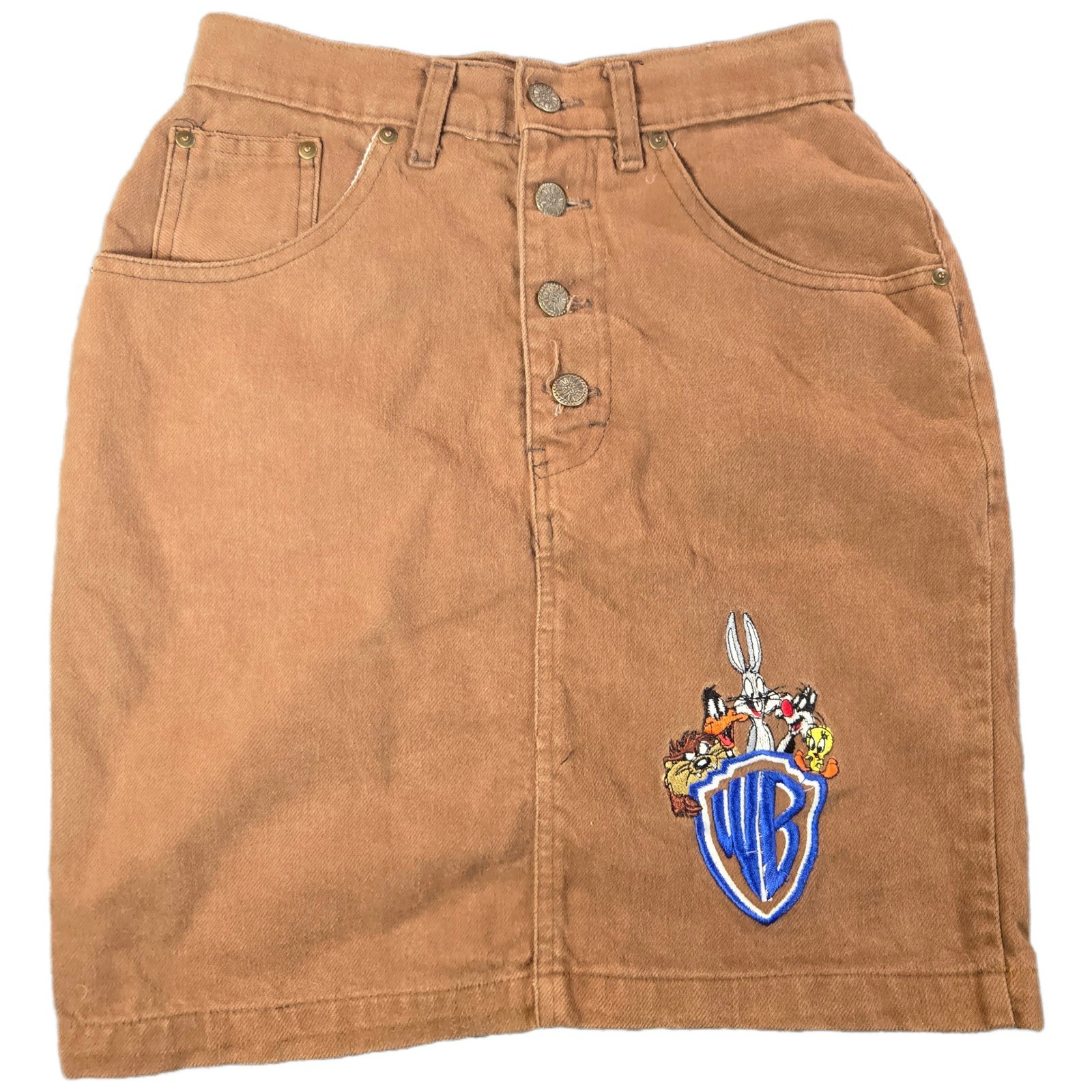 Vintage Acme Clothing Co Looney Tunes Denim Mini Skirt Warner Bros 25 Waist
