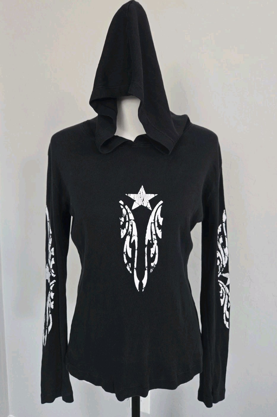 Vintage Y2k 00s Sledge Tribal Rave Black Rock Metal Graphic Hoodie Shirt Sz XL