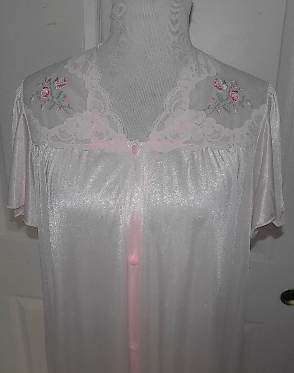 Vintage 70s 80s Pink Nylon Nightie Robe Sears Medium B42 34 1/2 / 37