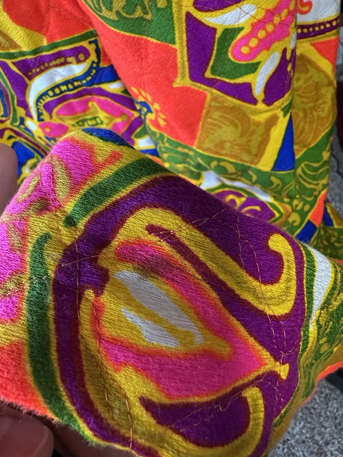 Vintage 1960’s Psychadelic Dayglow Quilted Alex Coleman Maxi Skirt