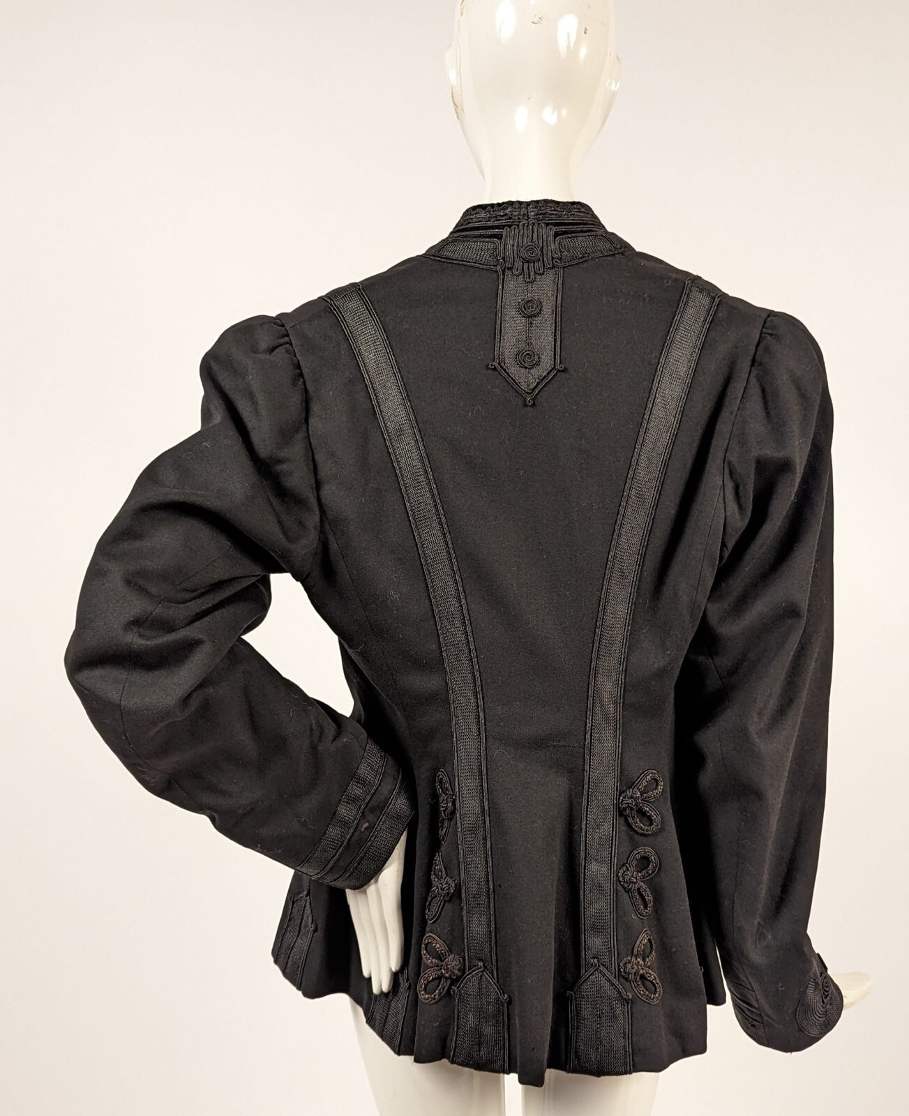 MILITARY GOTHIC STYLE EARLY EDWARDIAN BLACK JACKET W SOUTACHE + BRAID
