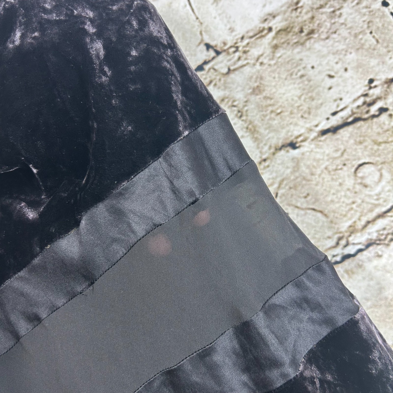 Vintage Victoria Secret Y2K Black Velvet Velour Maxi Slip Dress Silk Sheer SizeM