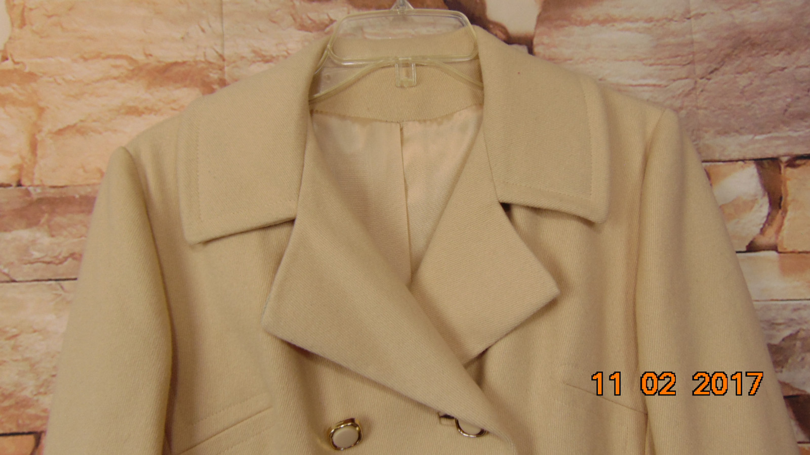 Vintage Bromleigh New York 60’s Double Breasted Coat sz 10 Beige100% Wool Jackie