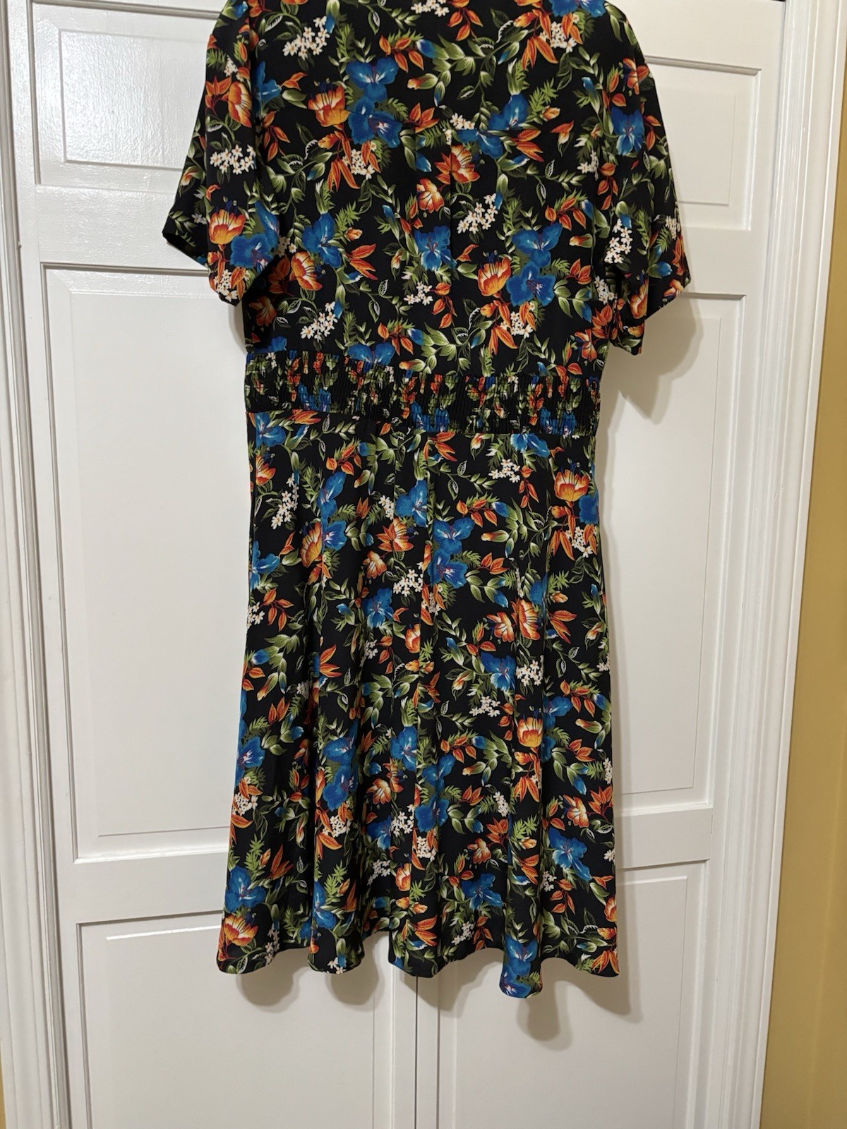 Vtg Y2K 1990’s Liz Claiborne Black Floral Short Sleeve Dress Size 6 Secretary