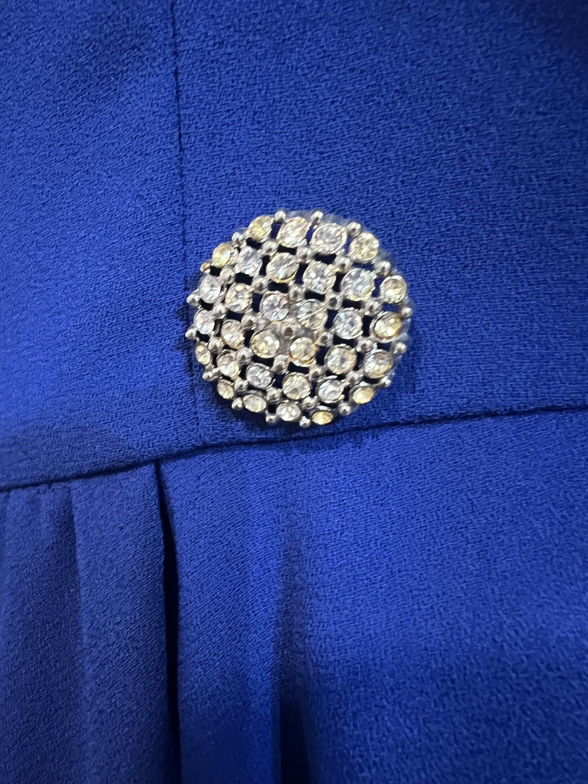 VTG En Francais by Huey Waltzer Dress Royal Blue Tuxedo Dress Cocktail Lined 10