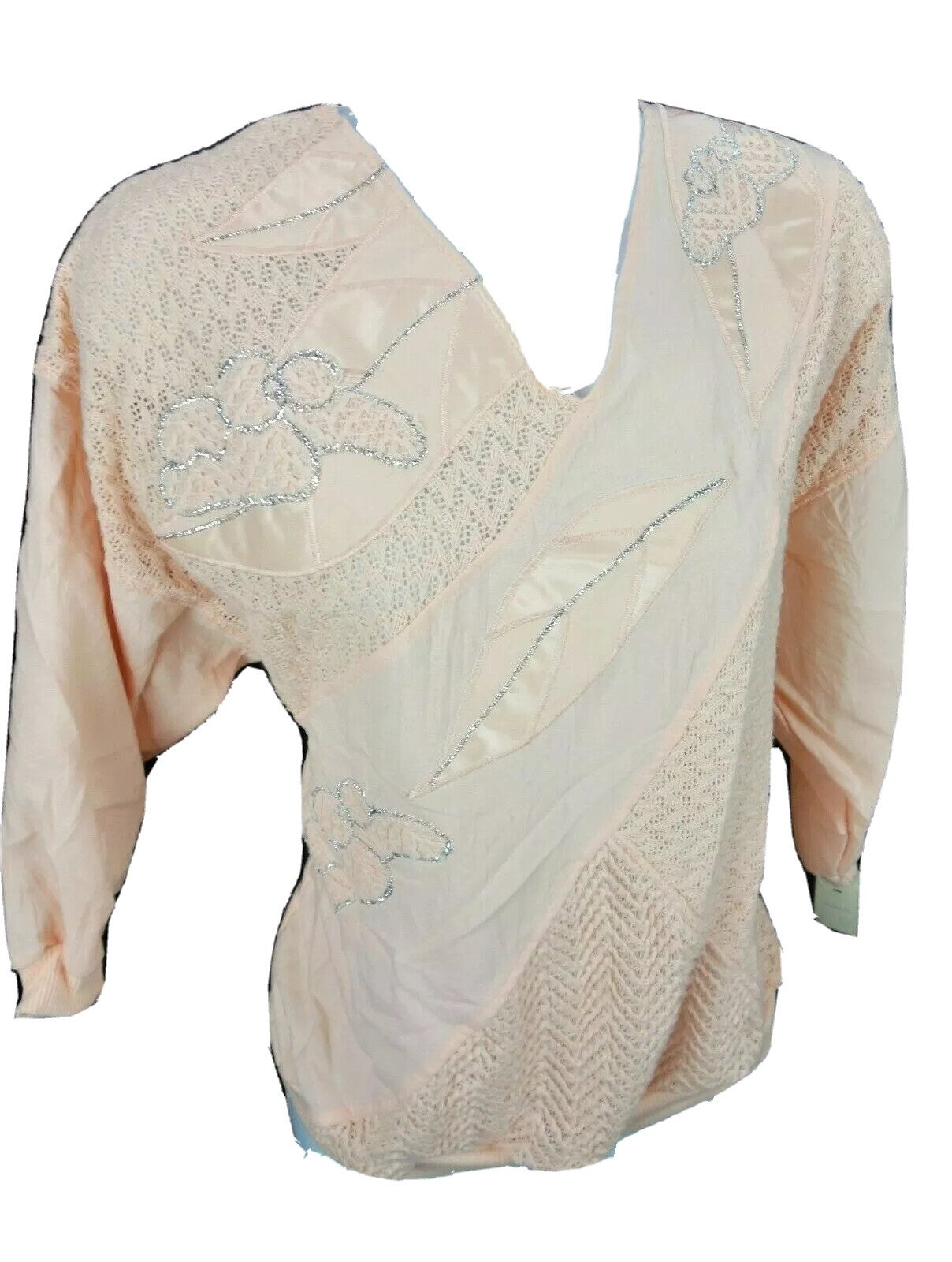 Large Shenanigans Peach Vtg 80s Retro Top Pullover Shirt New DeadStock