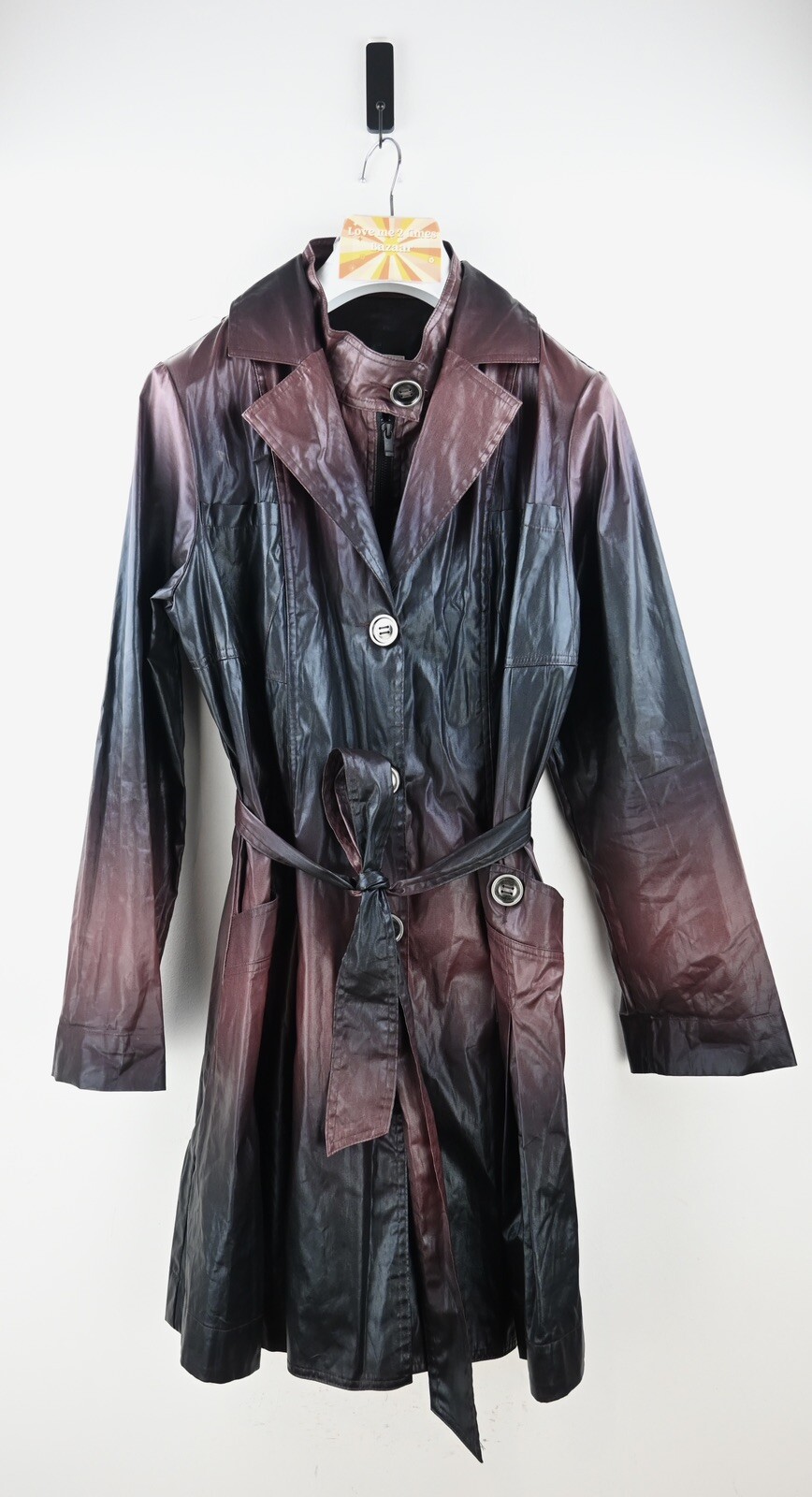 M.E.L Australia ombre lightweight trenchcoat in burgandy/black size 14