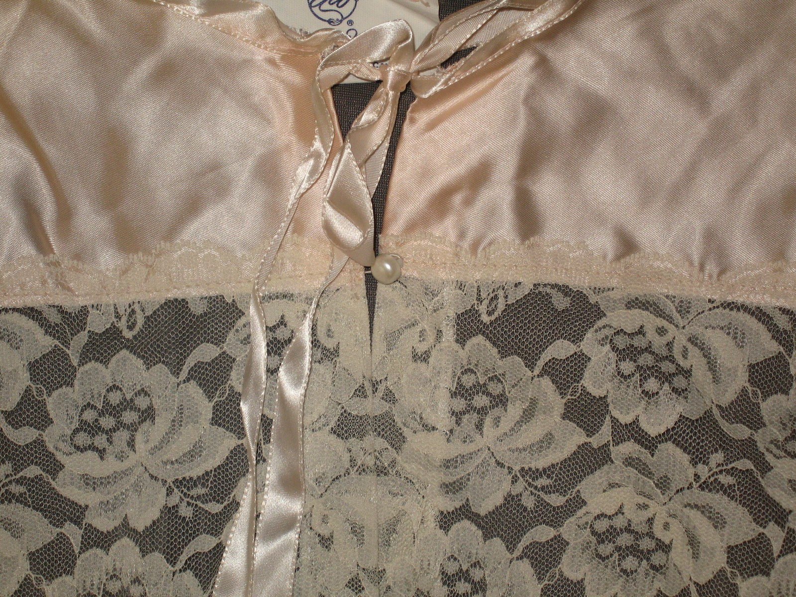 VtG 80s UNDERCOVER WEAR Sheer Chiffon Nylon Chiffon Pink Satin & Lace Robe S USA